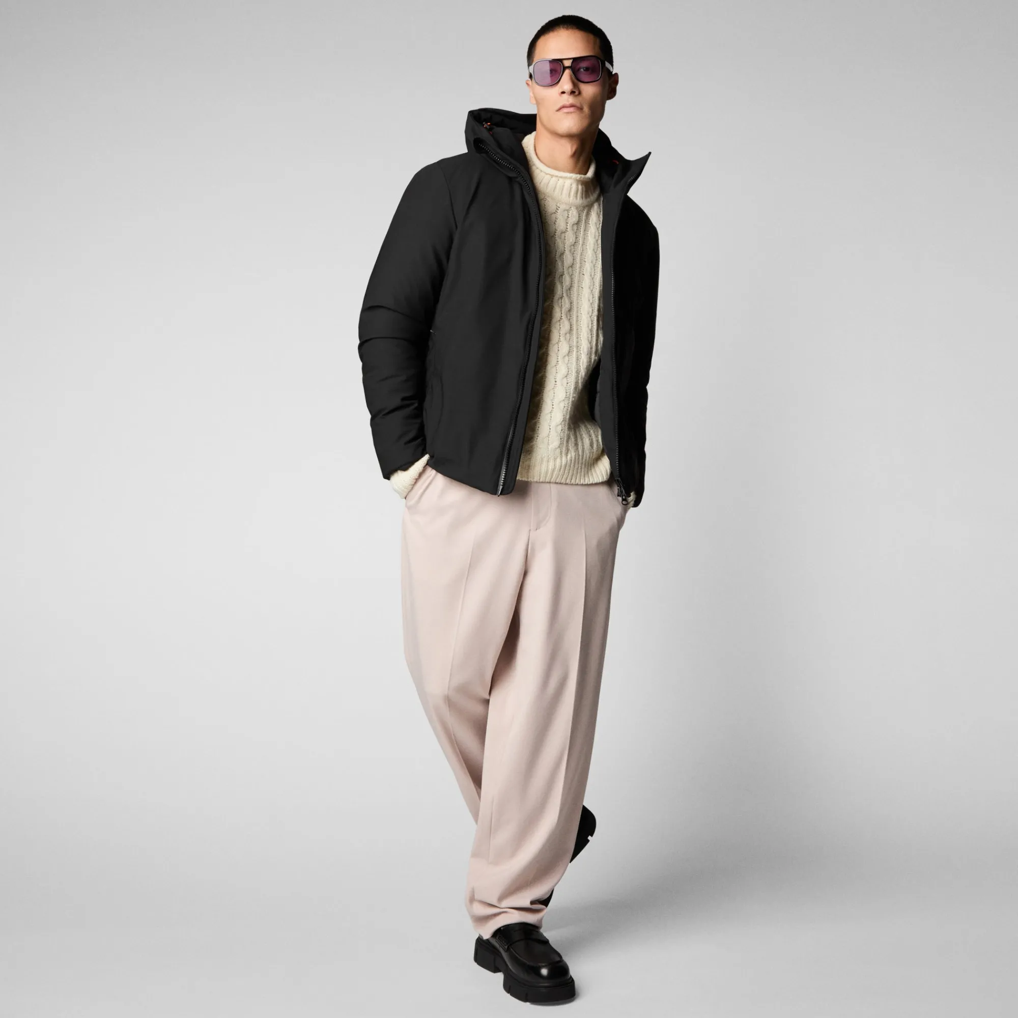 Store Save The Duck Men's Sabal Hooded Jacket in Black