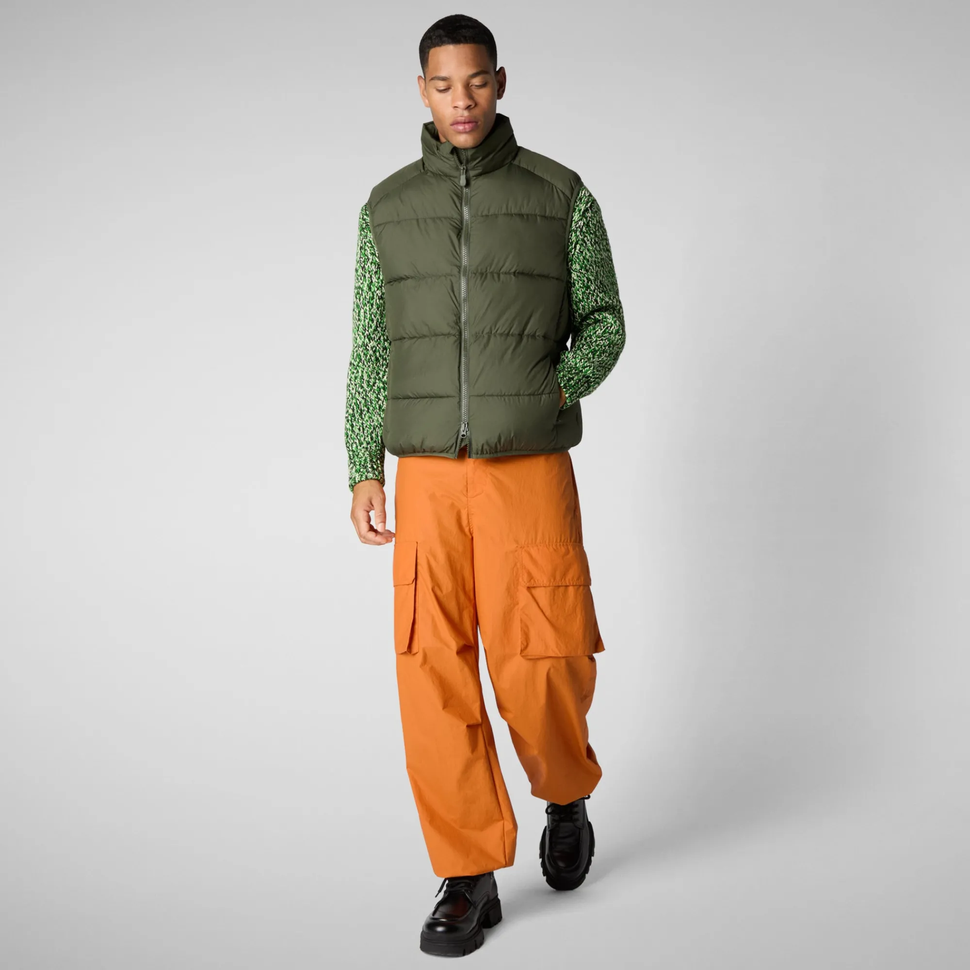 Store Save The Duck Men's  vest Arlen in DUSTY OLIVE DustyOlive