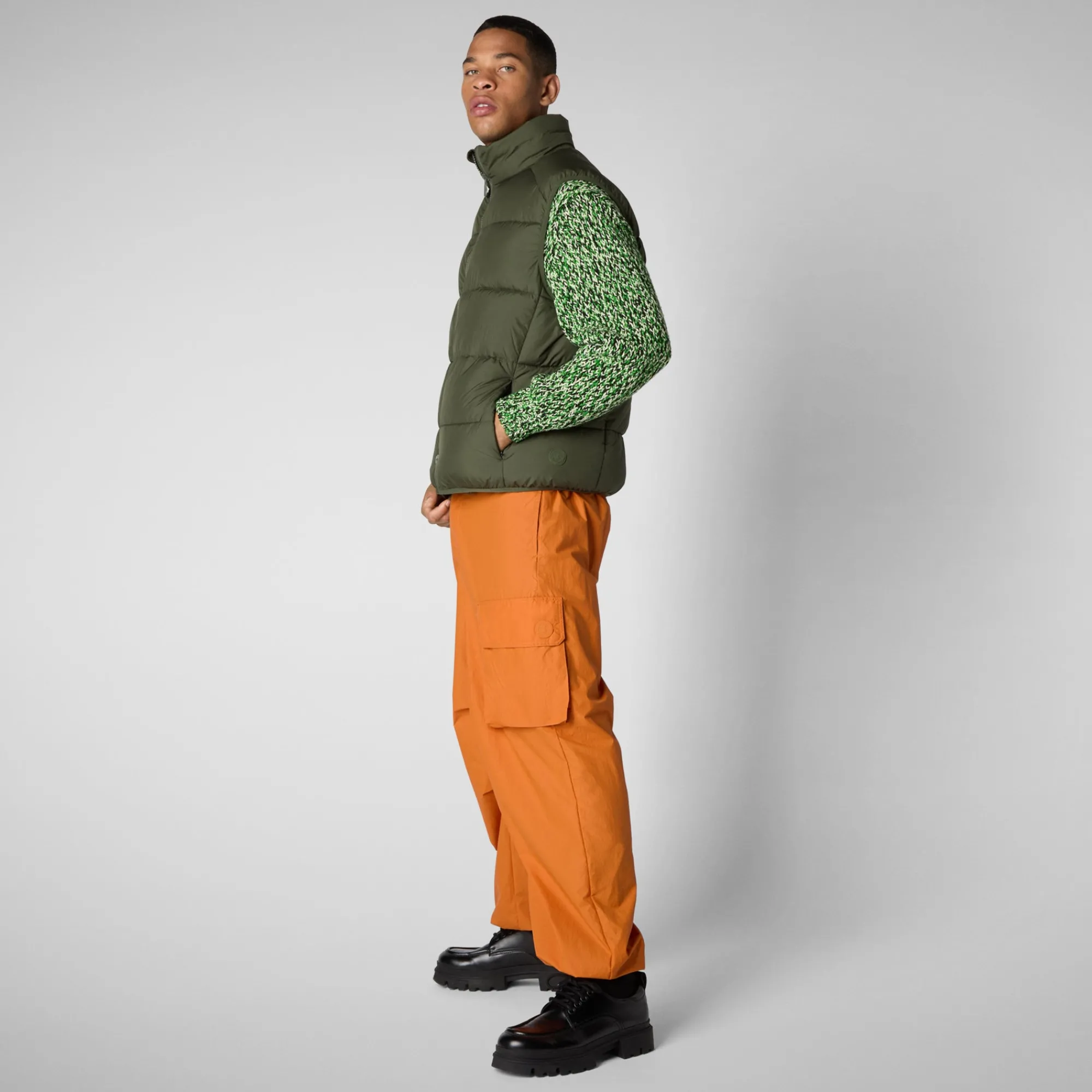 Store Save The Duck Men's  vest Arlen in DUSTY OLIVE DustyOlive