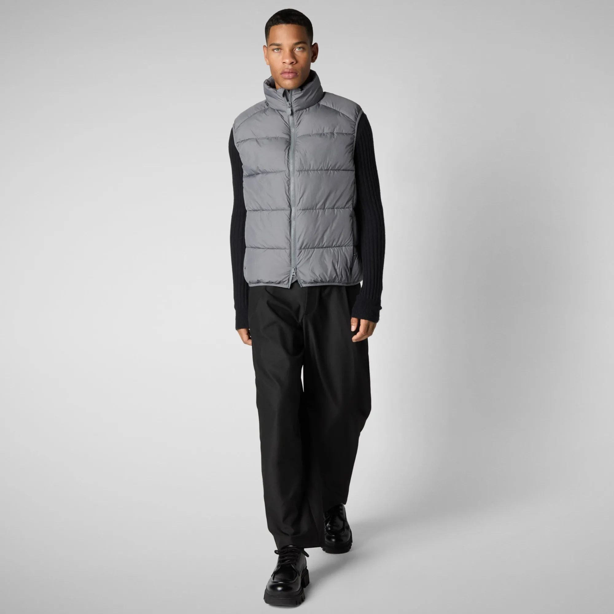 Shop Save The Duck Men's  vest Arlen in Mid Grey MidGrey