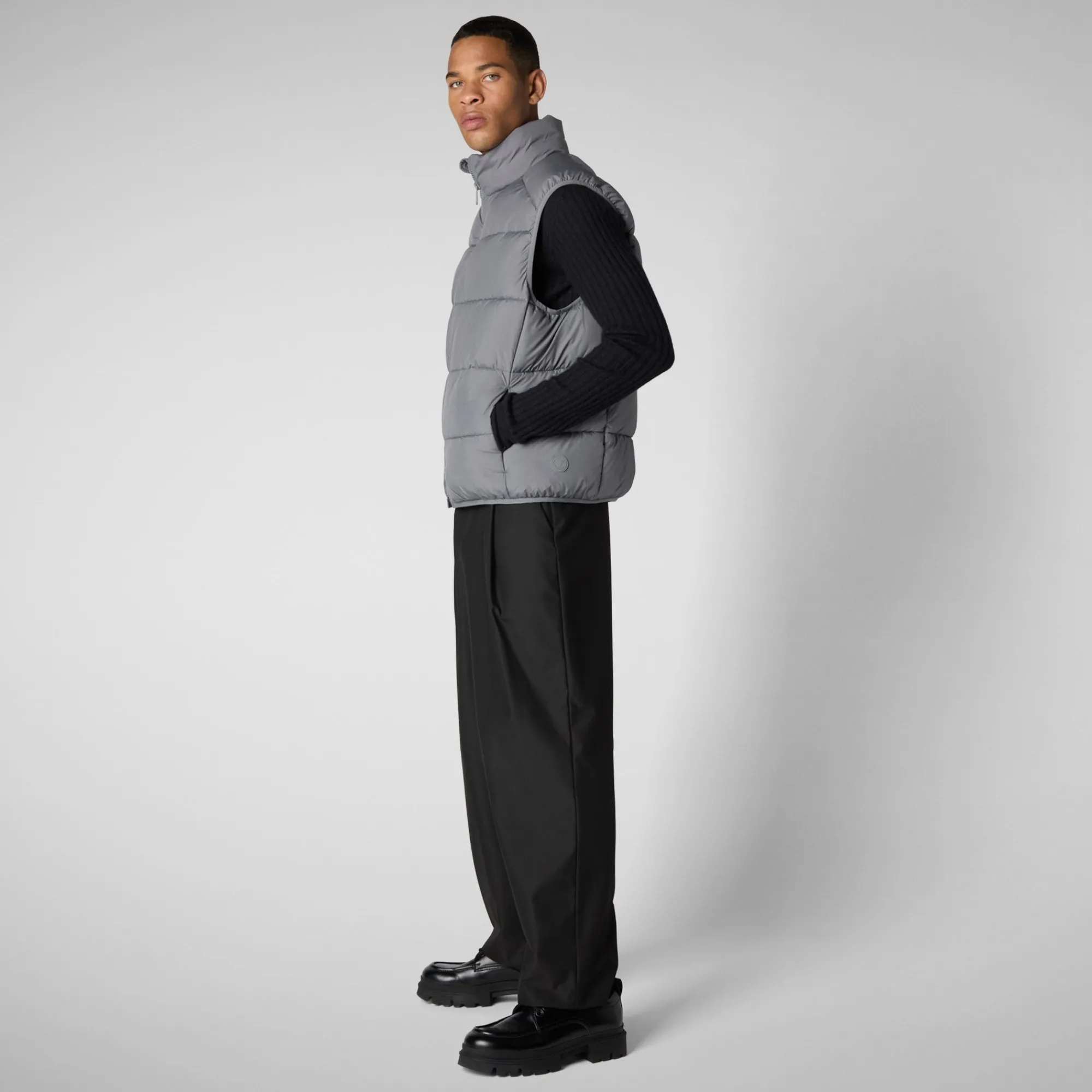 Shop Save The Duck Men's  vest Arlen in Mid Grey MidGrey