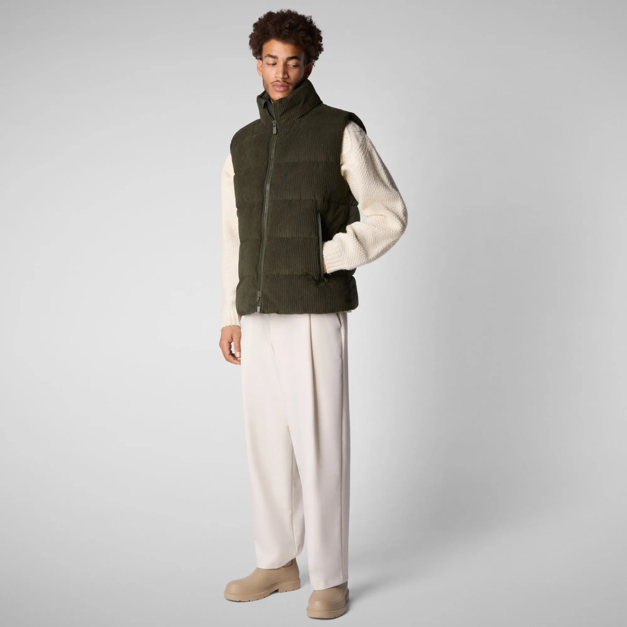 Hot Save The Duck Men's  vest Euryops in land green LandGreen