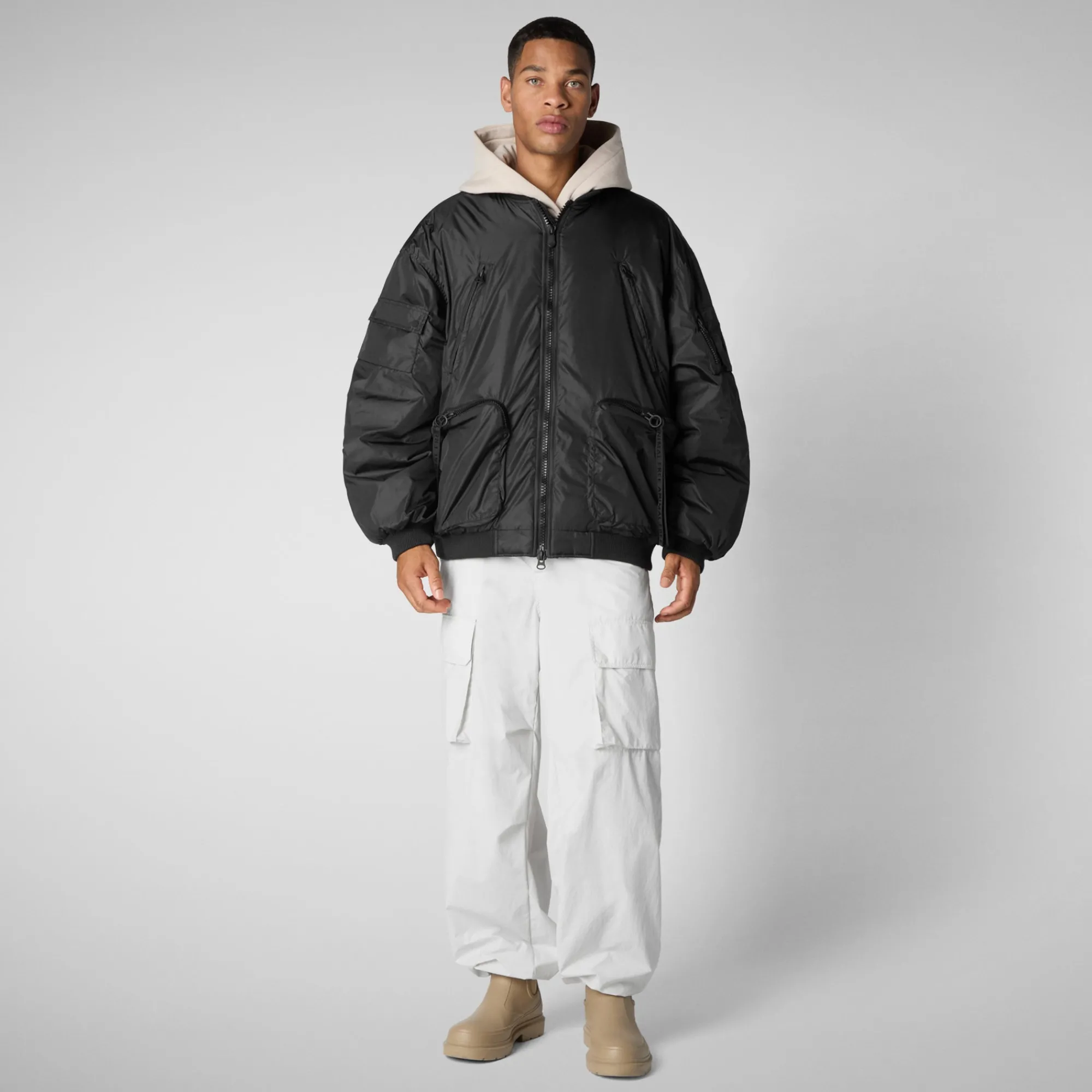 Cheap Save The Duck Unisex Usher Bomber Jacket in Black
