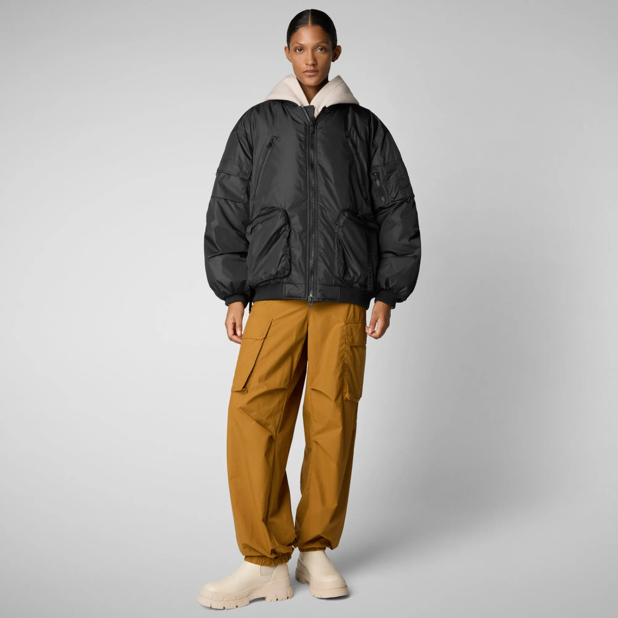 Cheap Save The Duck Unisex Usher Bomber Jacket in Black