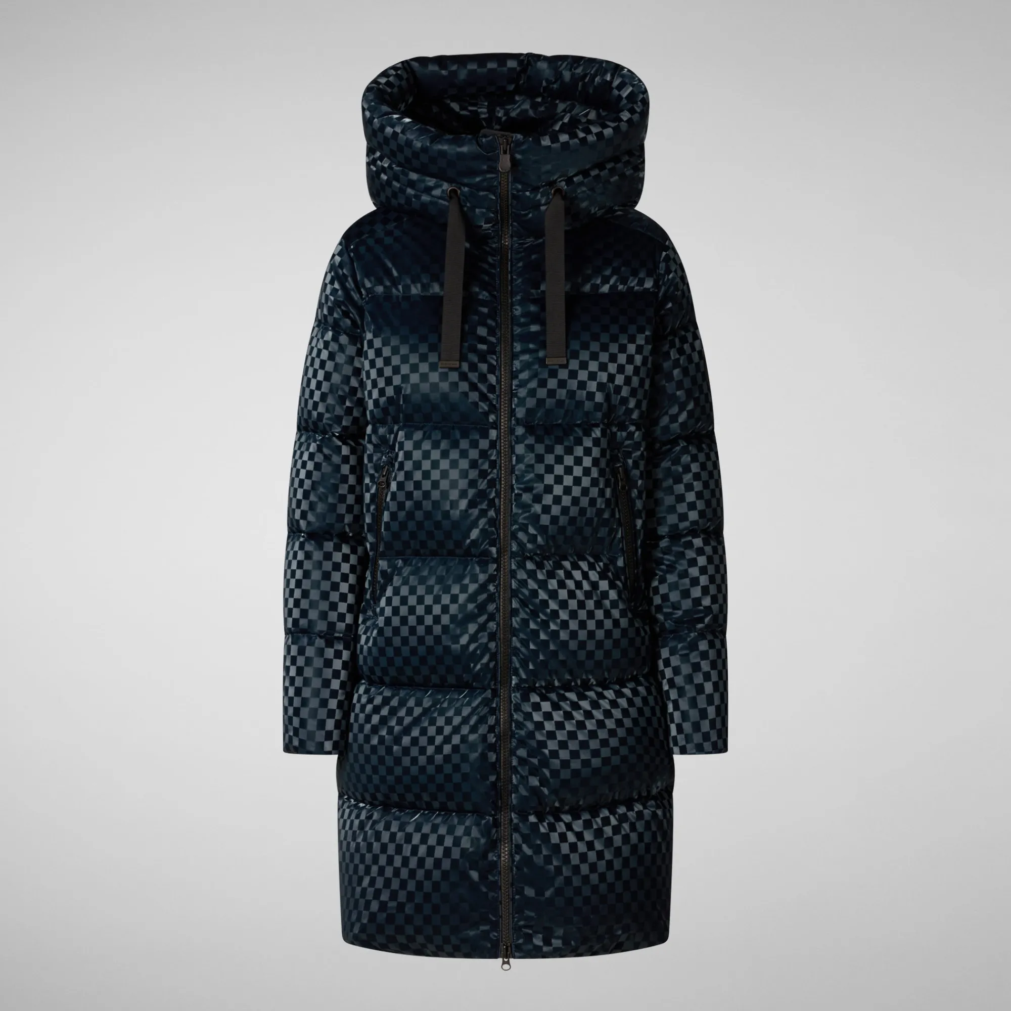 Sale Save The Duck Women's Amaranta Hooded Animal free Puffer Coat in Blue Black BlueBlack