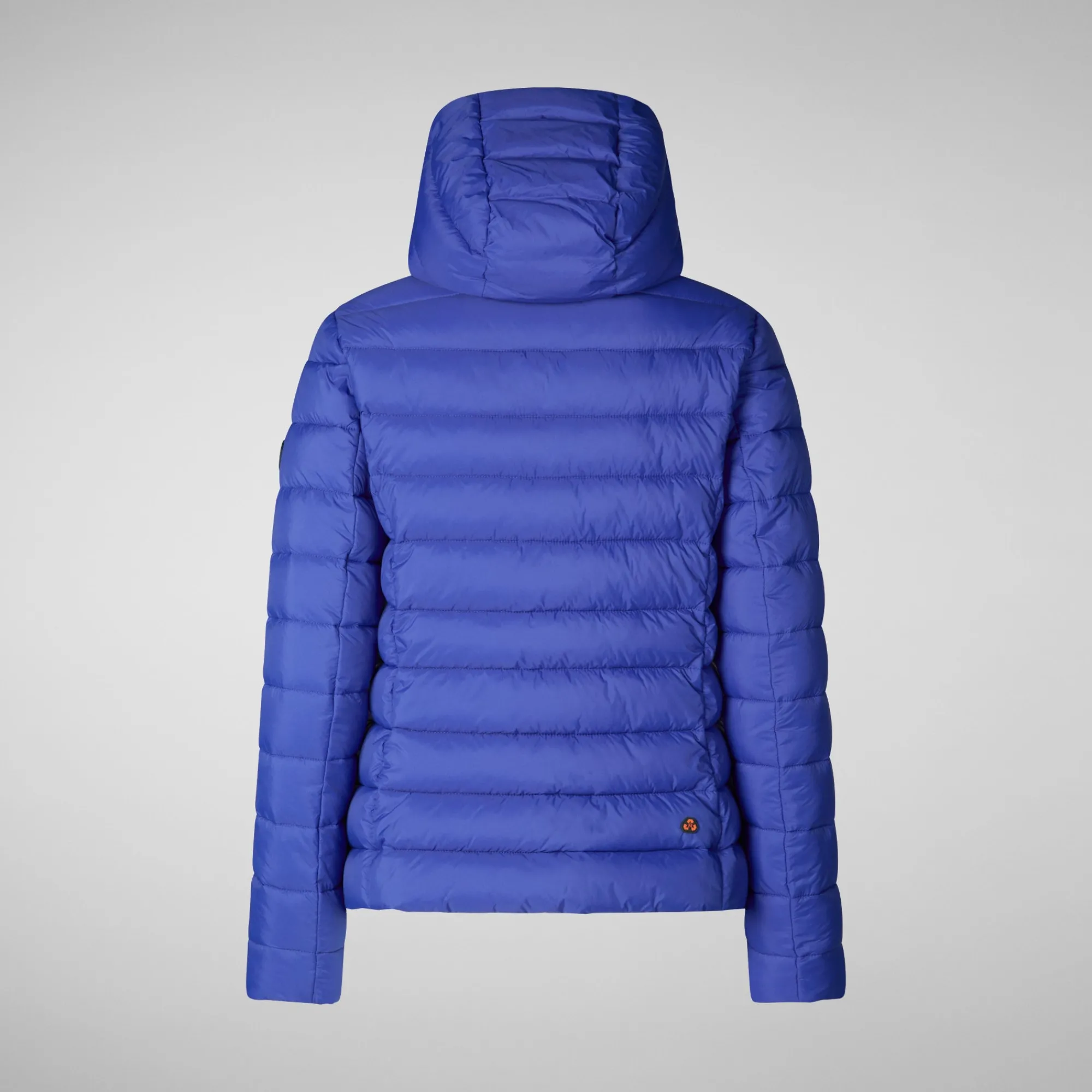 Clearance Save The Duck Women's Amelie Animal free Puffer Jacket with Detachable Hood in Gentian Blue GentianBlue