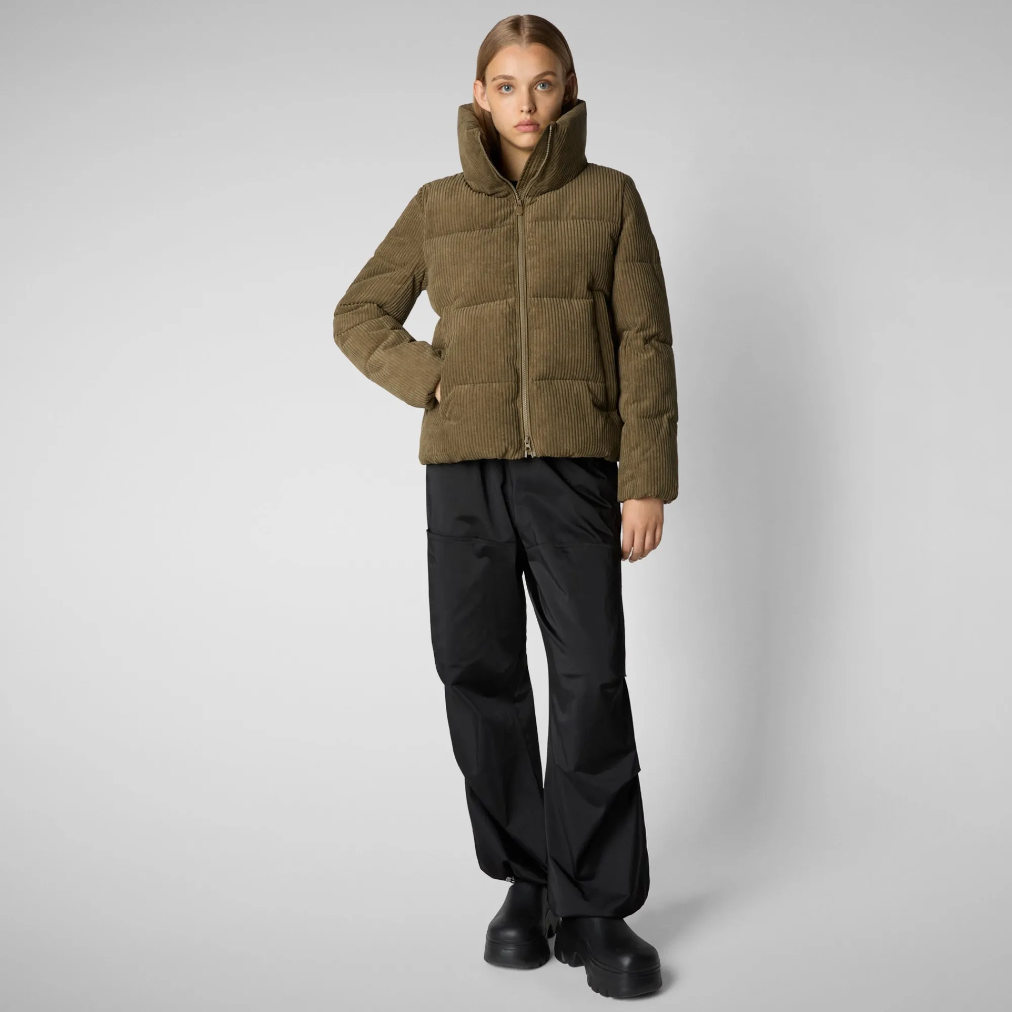 Outlet Save The Duck Women's Animal free Puffer Jacket Annika in Husk Green HuskGreen