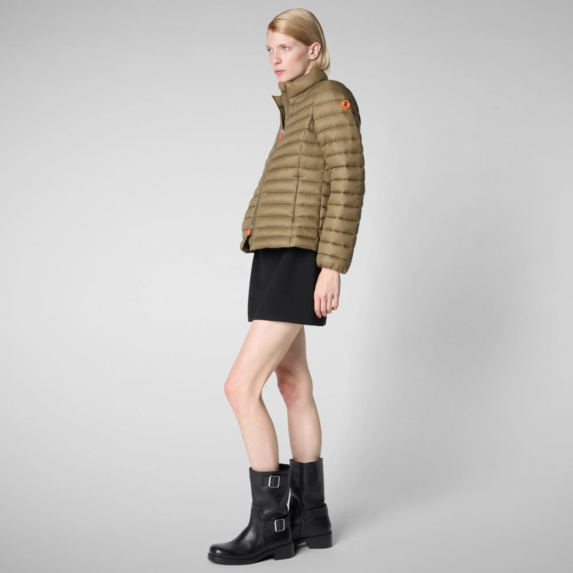 Cheap Save The Duck Women's Animal free Puffer Jacket Carly in Husk Green HuskGreen