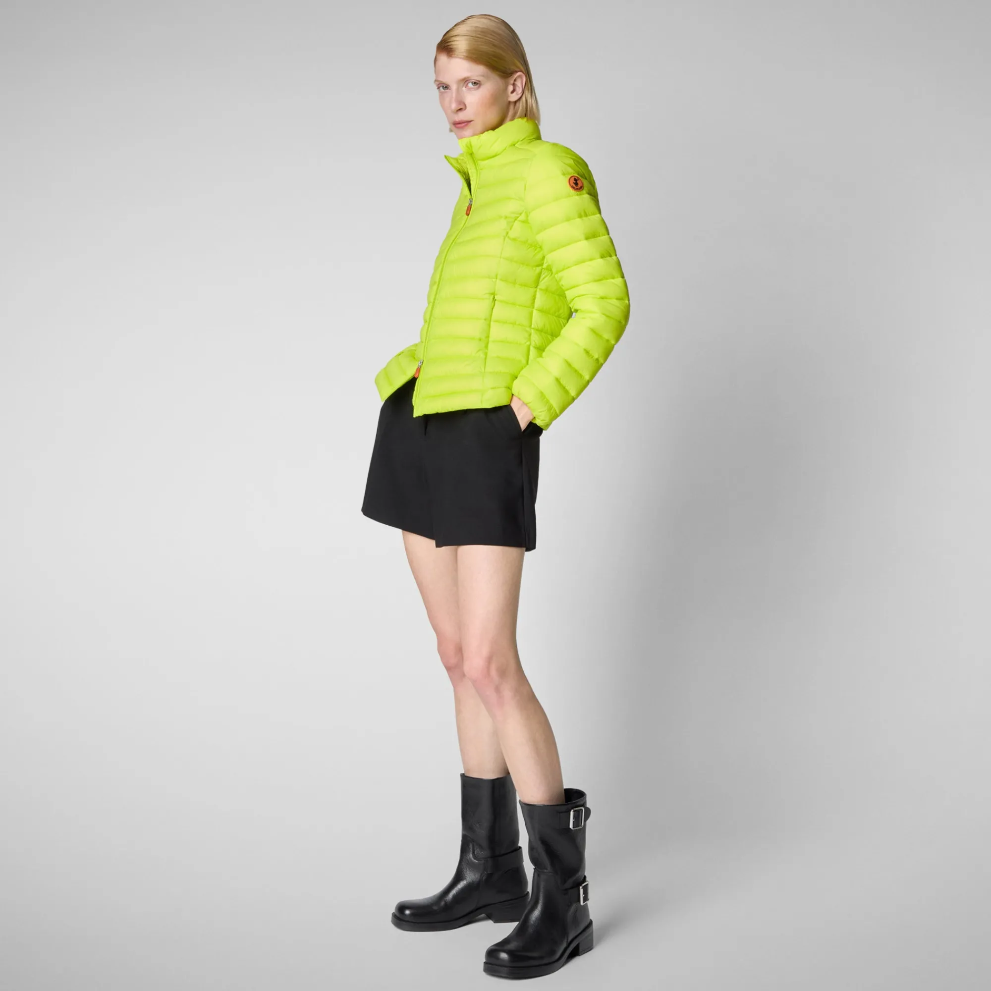 Shop Save The Duck Women's Animal free Puffer Jacket Carly in Lichen Green LichenGreen
