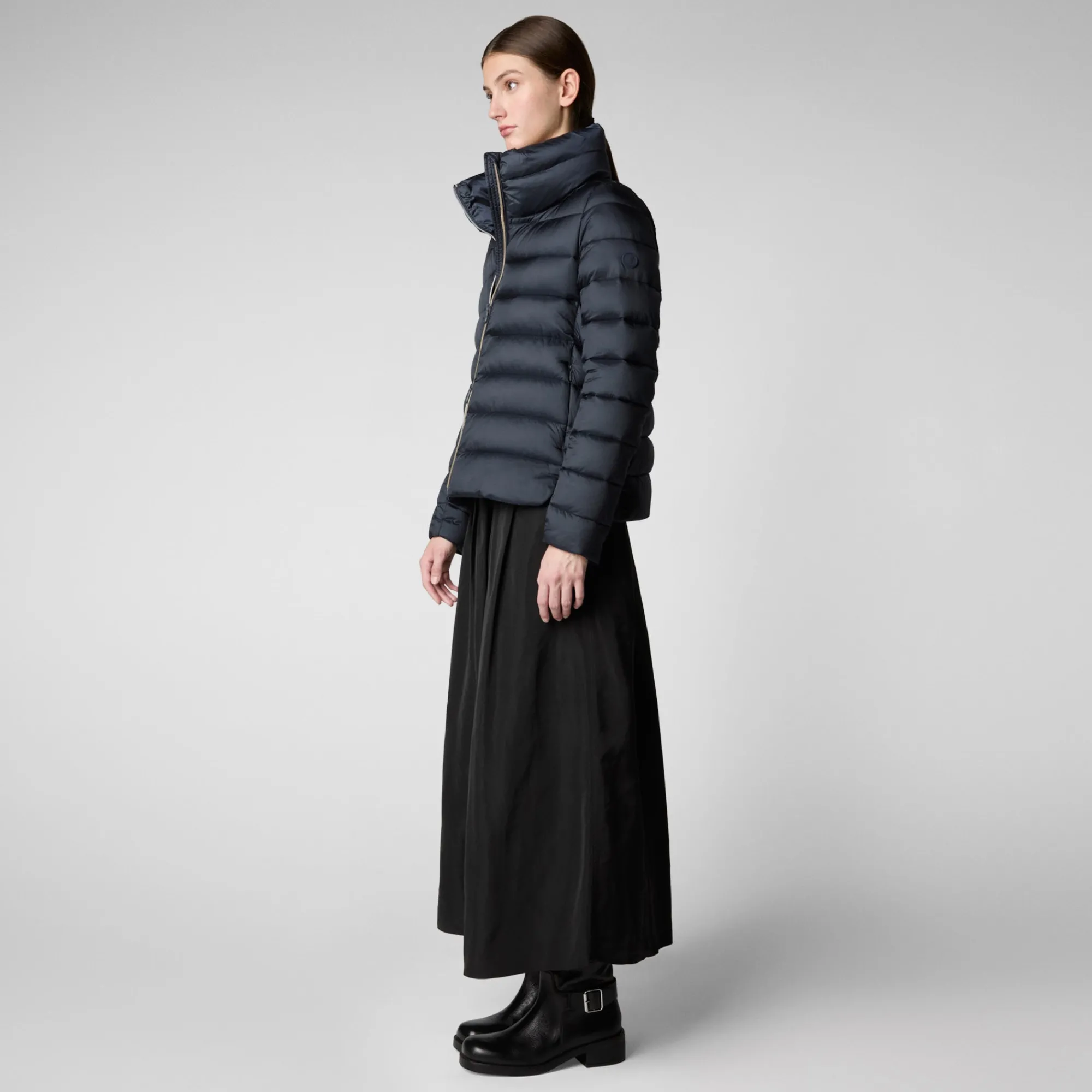 Online Save The Duck Women's Animal free Puffer Jacket Elsie in Blue Black BlueBlack