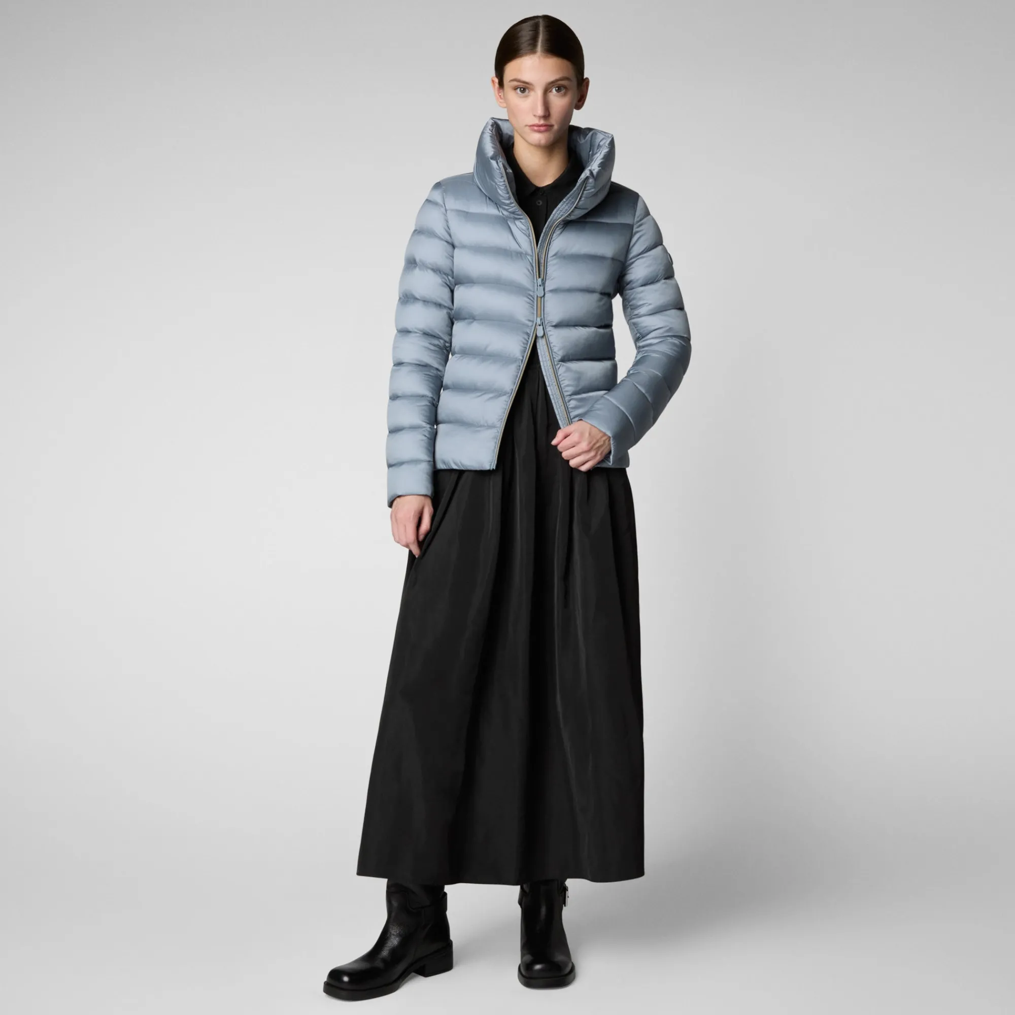 Online Save The Duck Women's Animal free Puffer Jacket Elsie in Blue Fog BlueFog