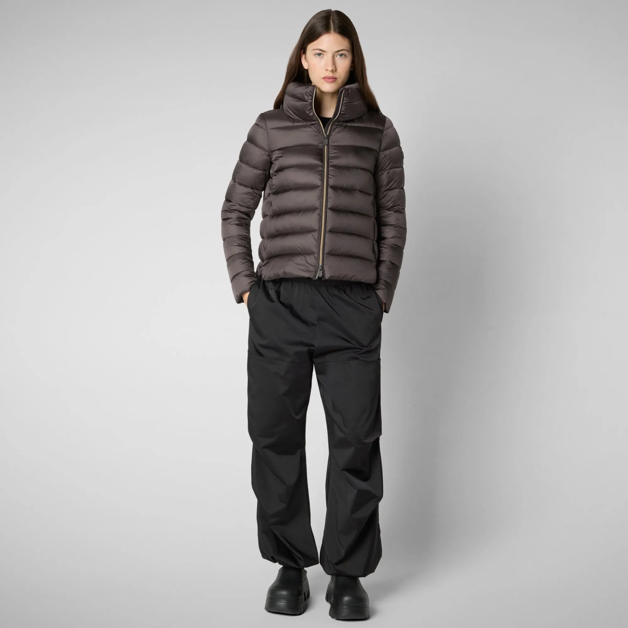 Flash Sale Save The Duck Women's Animal free Puffer Jacket Elsie  in Brown Black BrownBlack