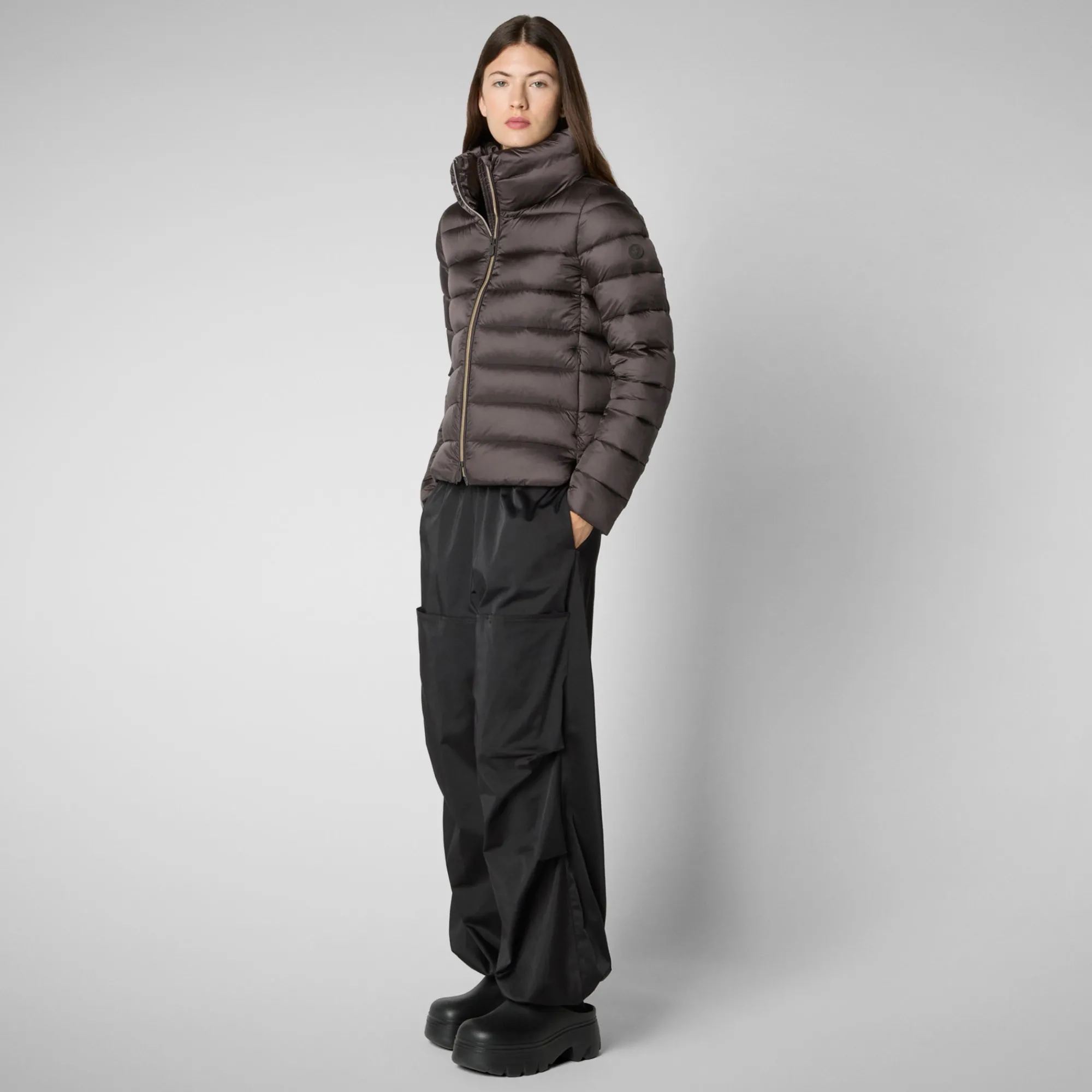 Flash Sale Save The Duck Women's Animal free Puffer Jacket Elsie  in Brown Black BrownBlack