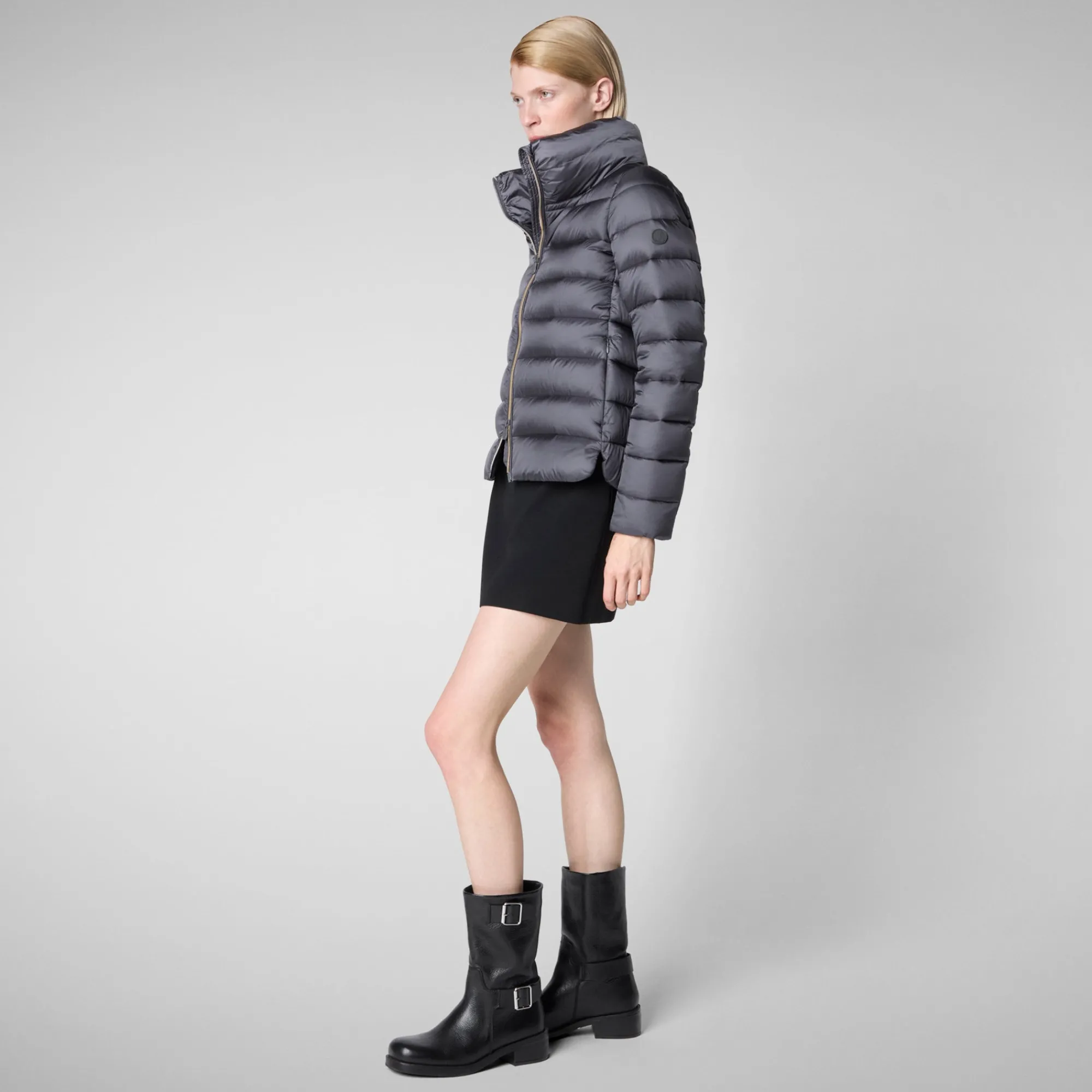 Best Sale Save The Duck Women's Animal free Puffer Jacket Elsie in Ebony Grey EbonyGrey