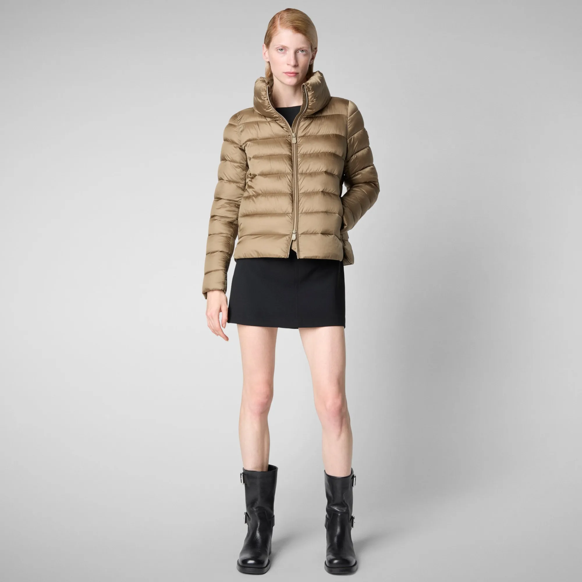 Best Save The Duck Women's Animal free Puffer Jacket Elsie in Husk green HuskGreen