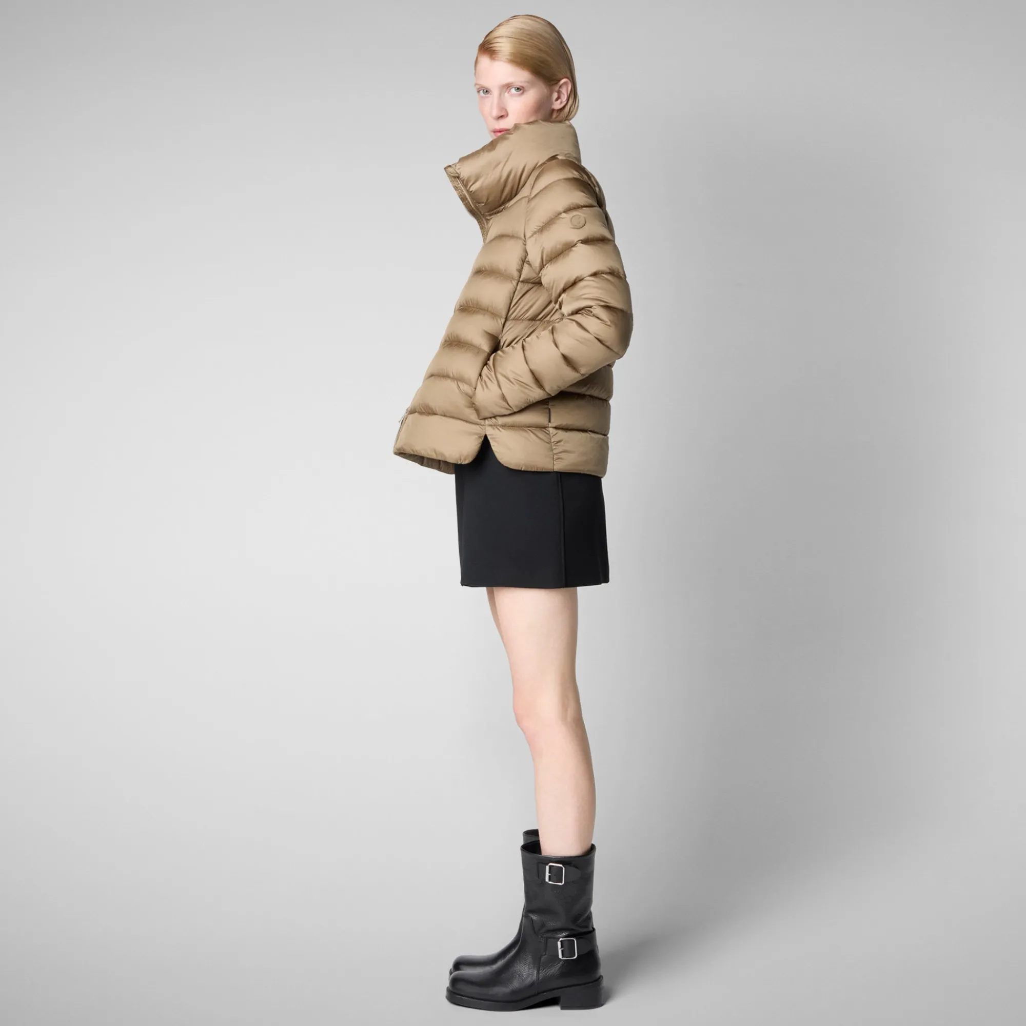 Best Save The Duck Women's Animal free Puffer Jacket Elsie in Husk green HuskGreen