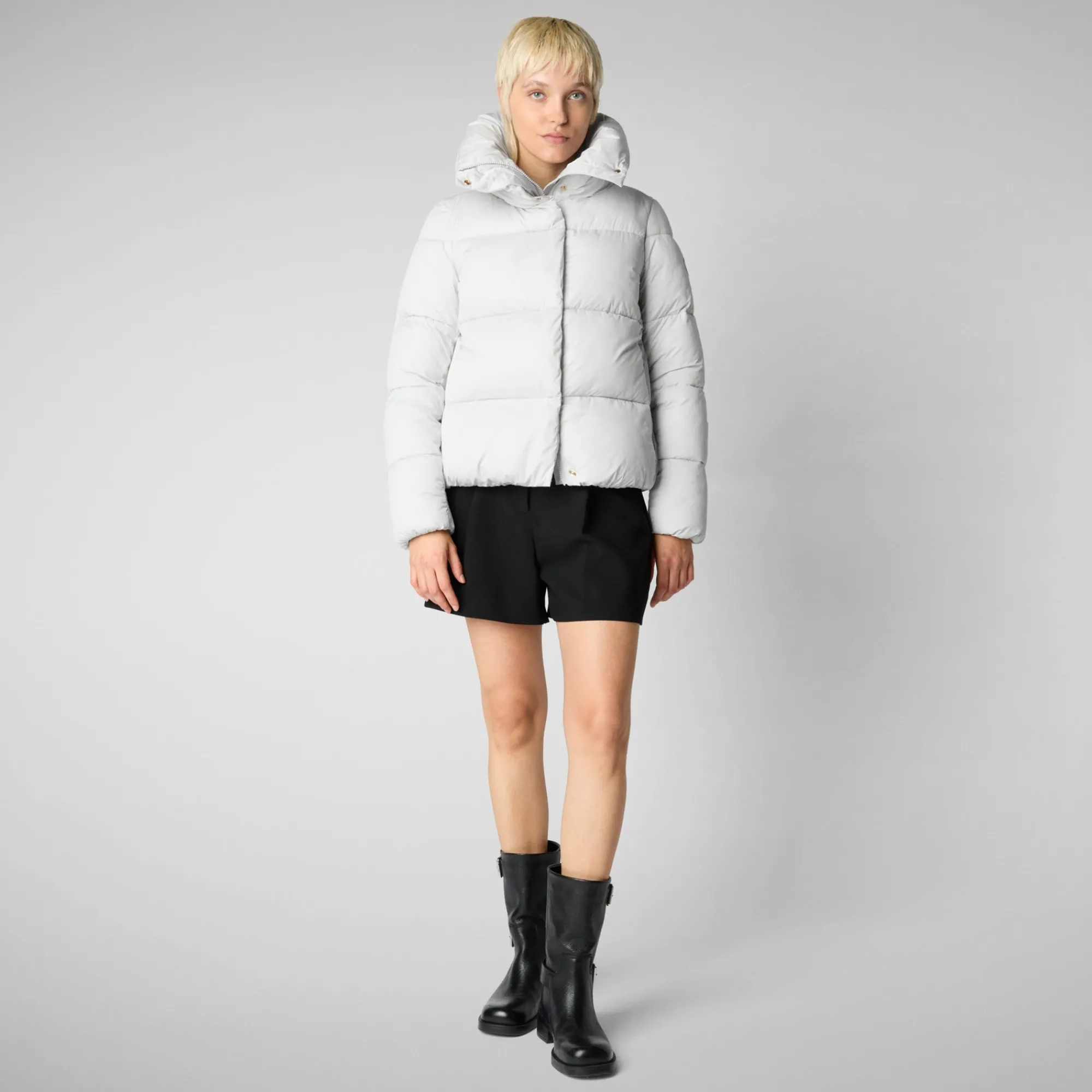 Discount Save The Duck Women's animal free Puffer jacket Felicity in FOG GREY