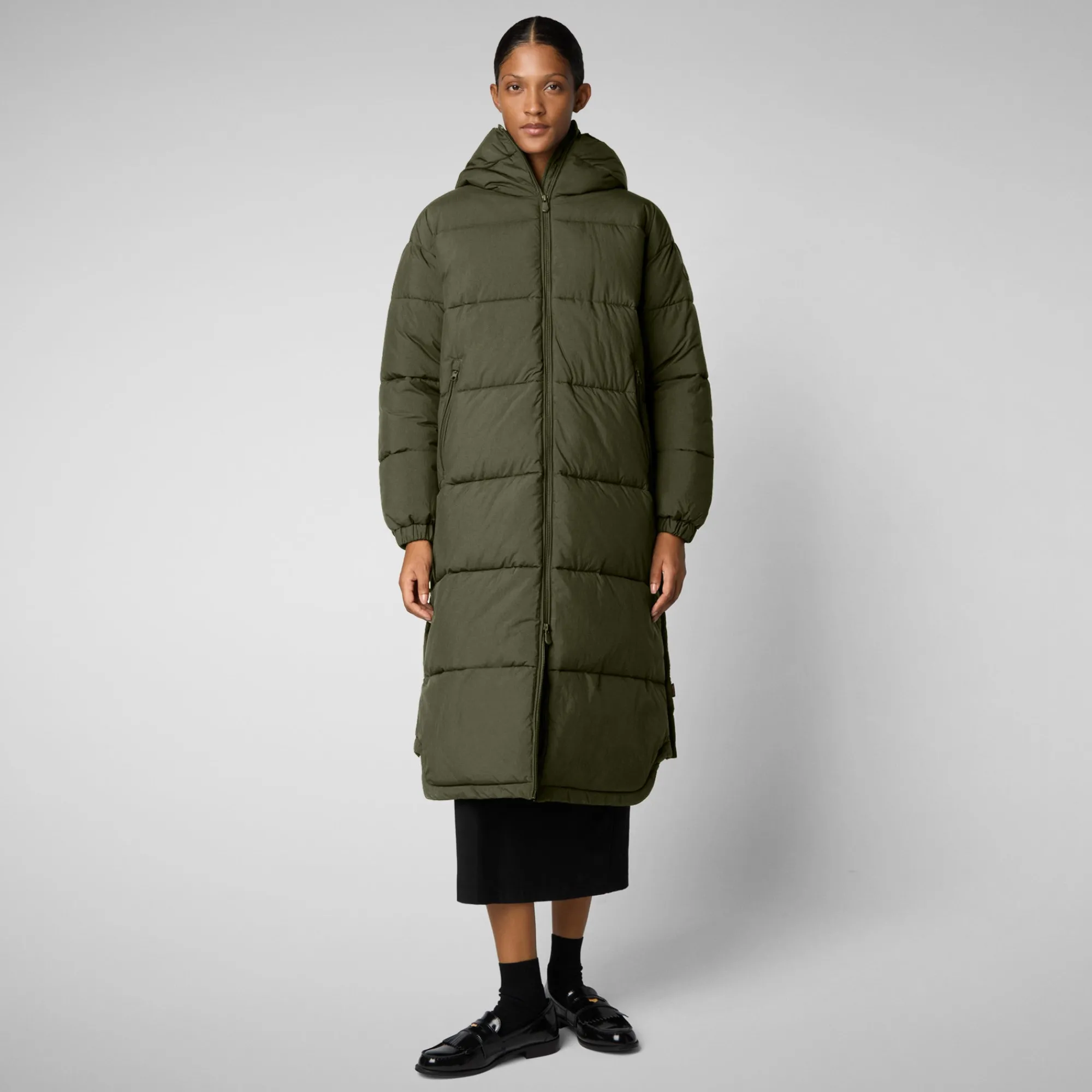 Clearance Save The Duck WoMen's animal free Puffer jacket Halesia in land green LandGreen