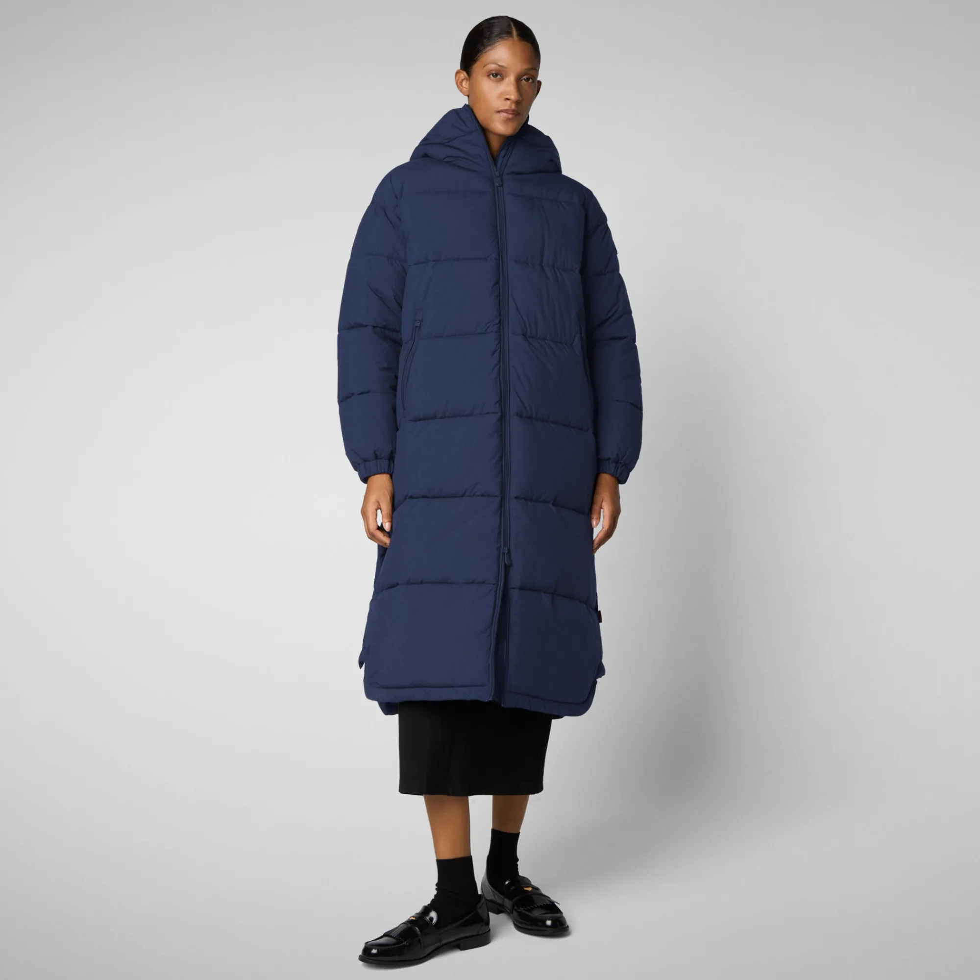 Online Save The Duck WoMen's animal free Puffer jacket Halesia in navy blue NavyBlue