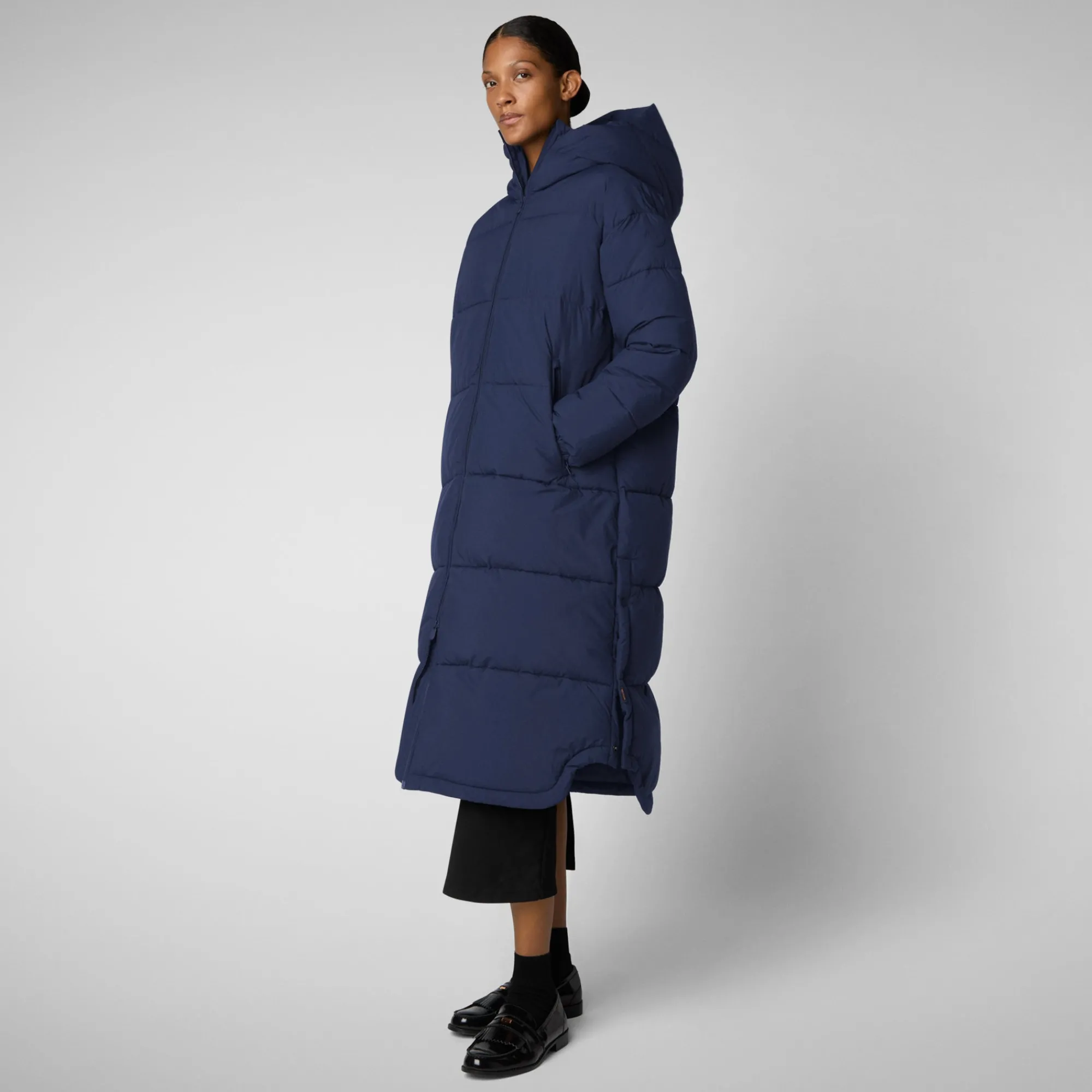 Online Save The Duck WoMen's animal free Puffer jacket Halesia in navy blue NavyBlue