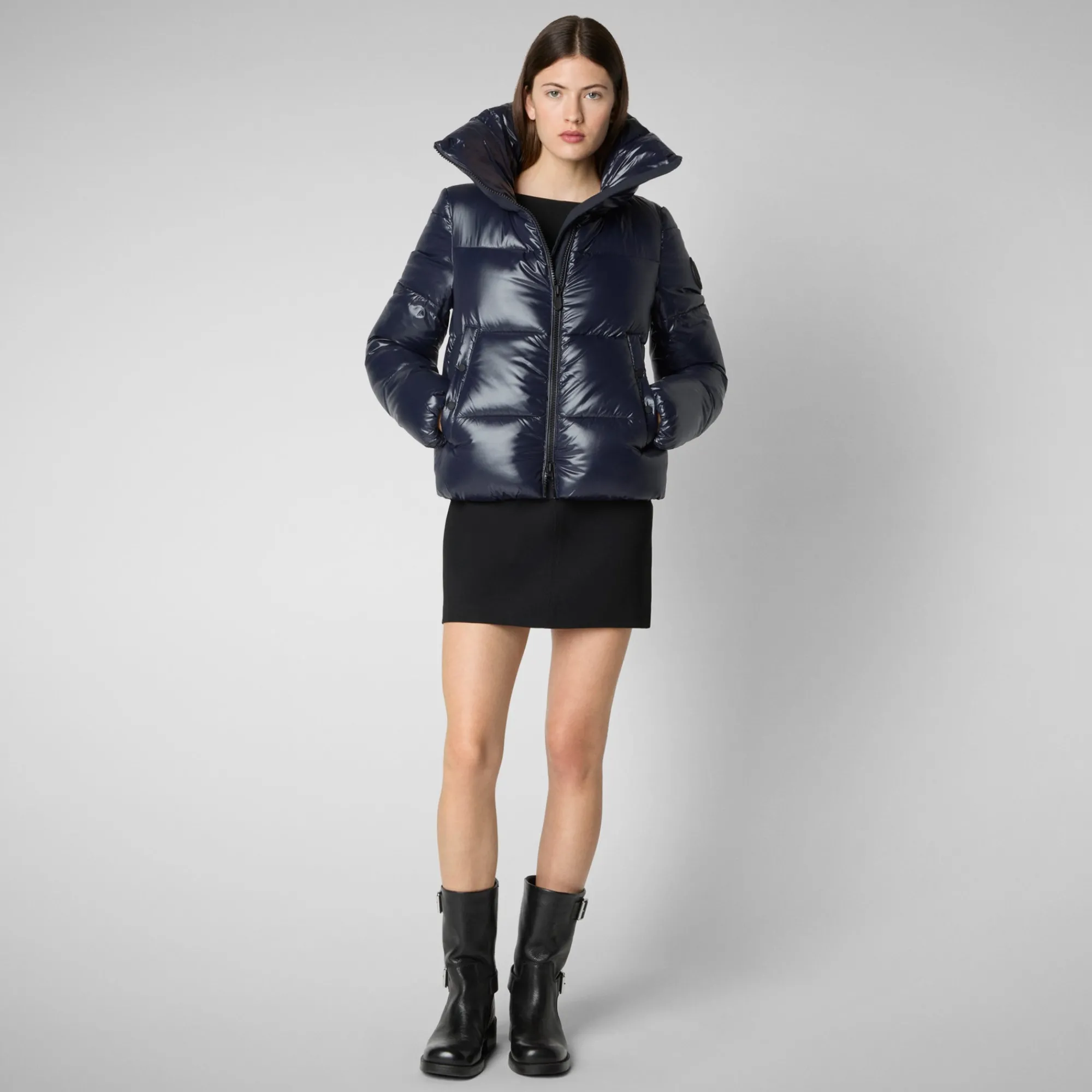 Best Sale Save The Duck Women's Animal free Puffer Jacket Isla  in blue black BlueBlack