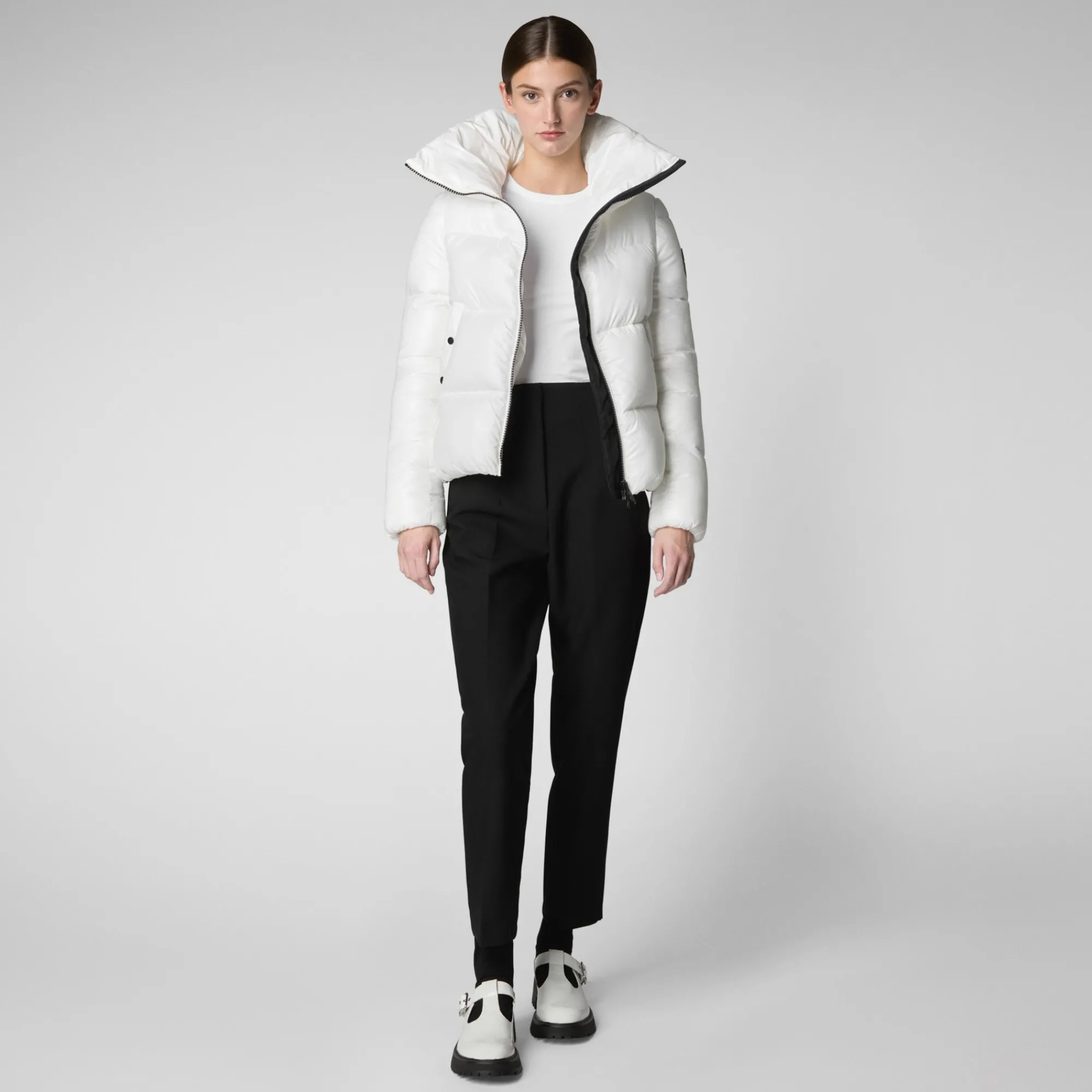 Store Save The Duck Women's Animal free Puffer Jacket Isla  in Off white OffWhite