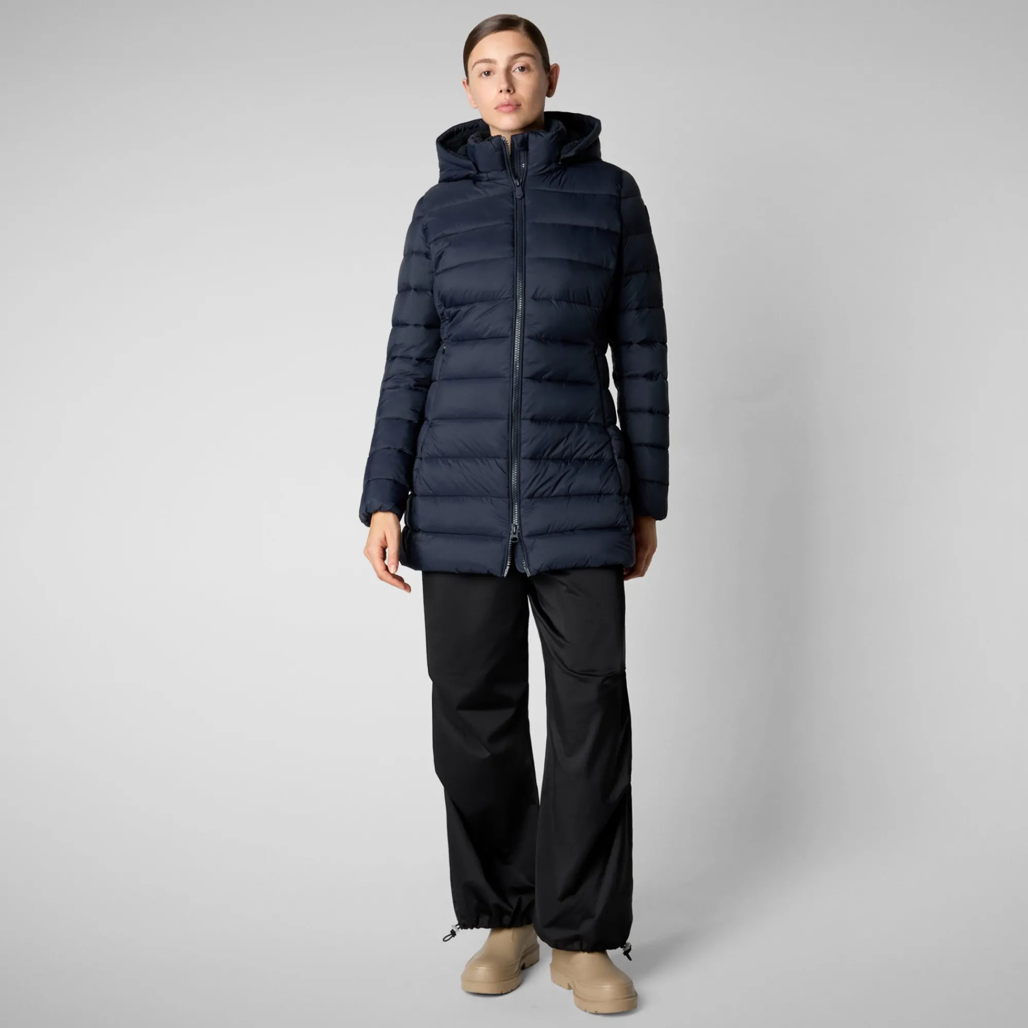 Outlet Save The Duck Women's  Animal free Puffer Jacket Joanne in blue black BlueBlack