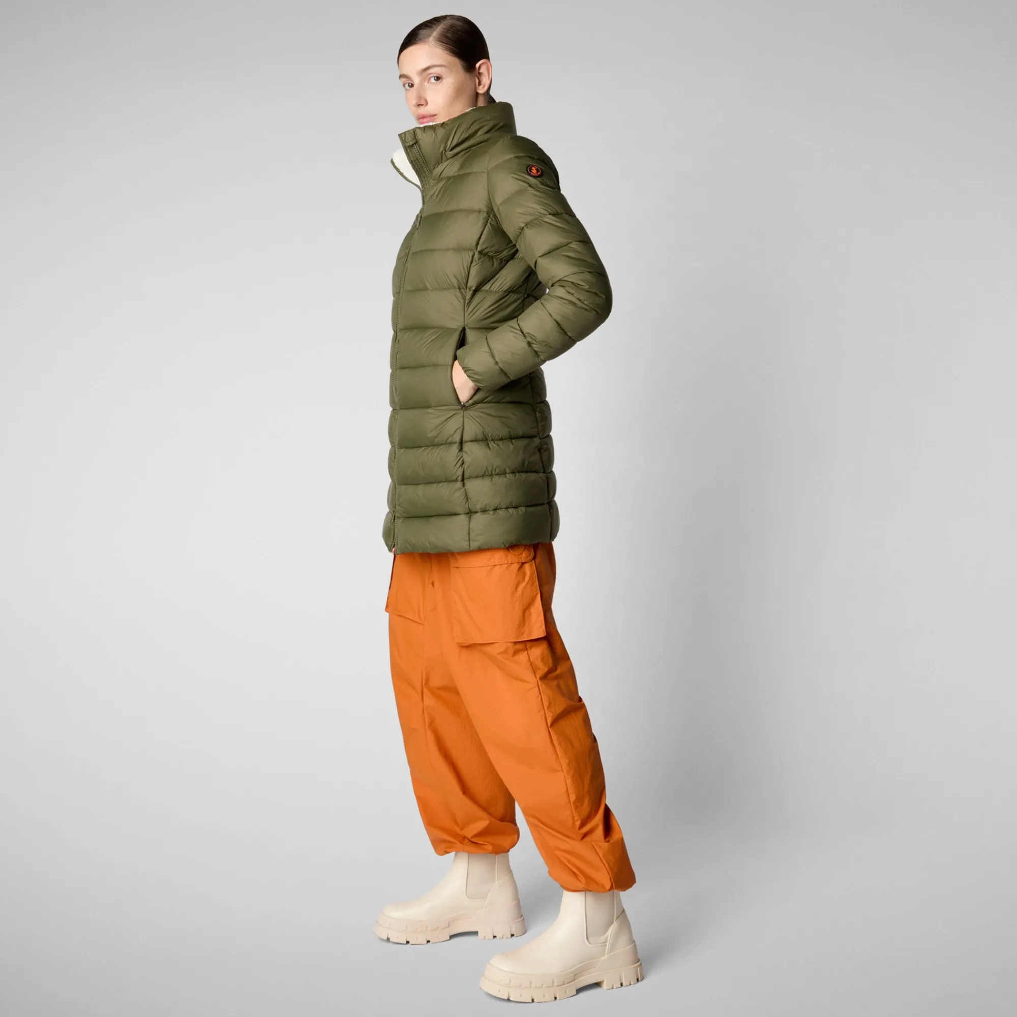 Flash Sale Save The Duck Women's  Animal free Puffer Jacket Joanne in dusty olive DustyOlive