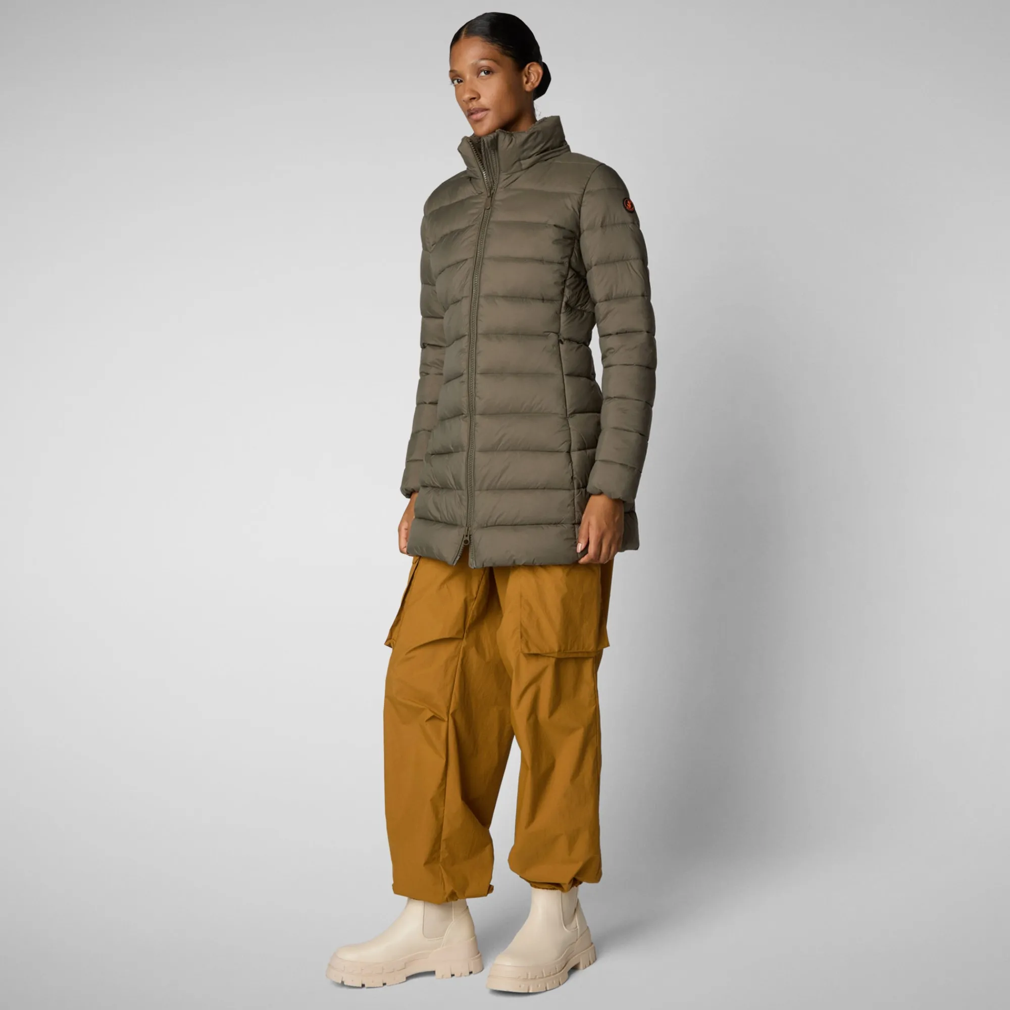 Sale Save The Duck Women's  Animal free Puffer Jacket Joanne in mud grey Mudgrey