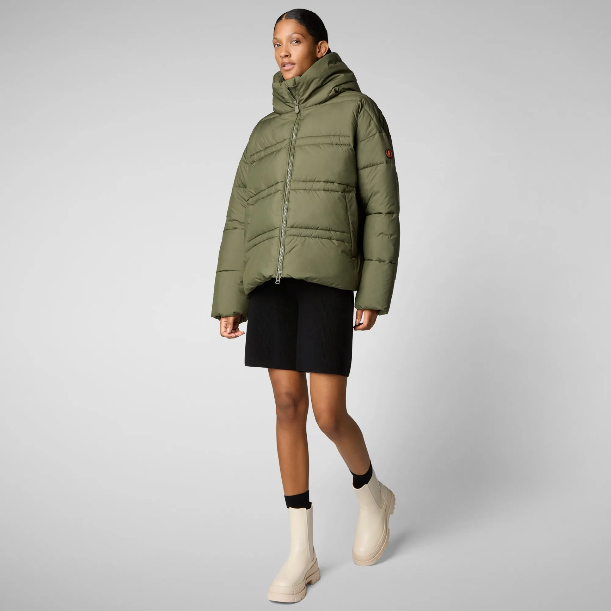 New Save The Duck Women's animal free puffer jacket keri in sherwood green Sherwoodgreen