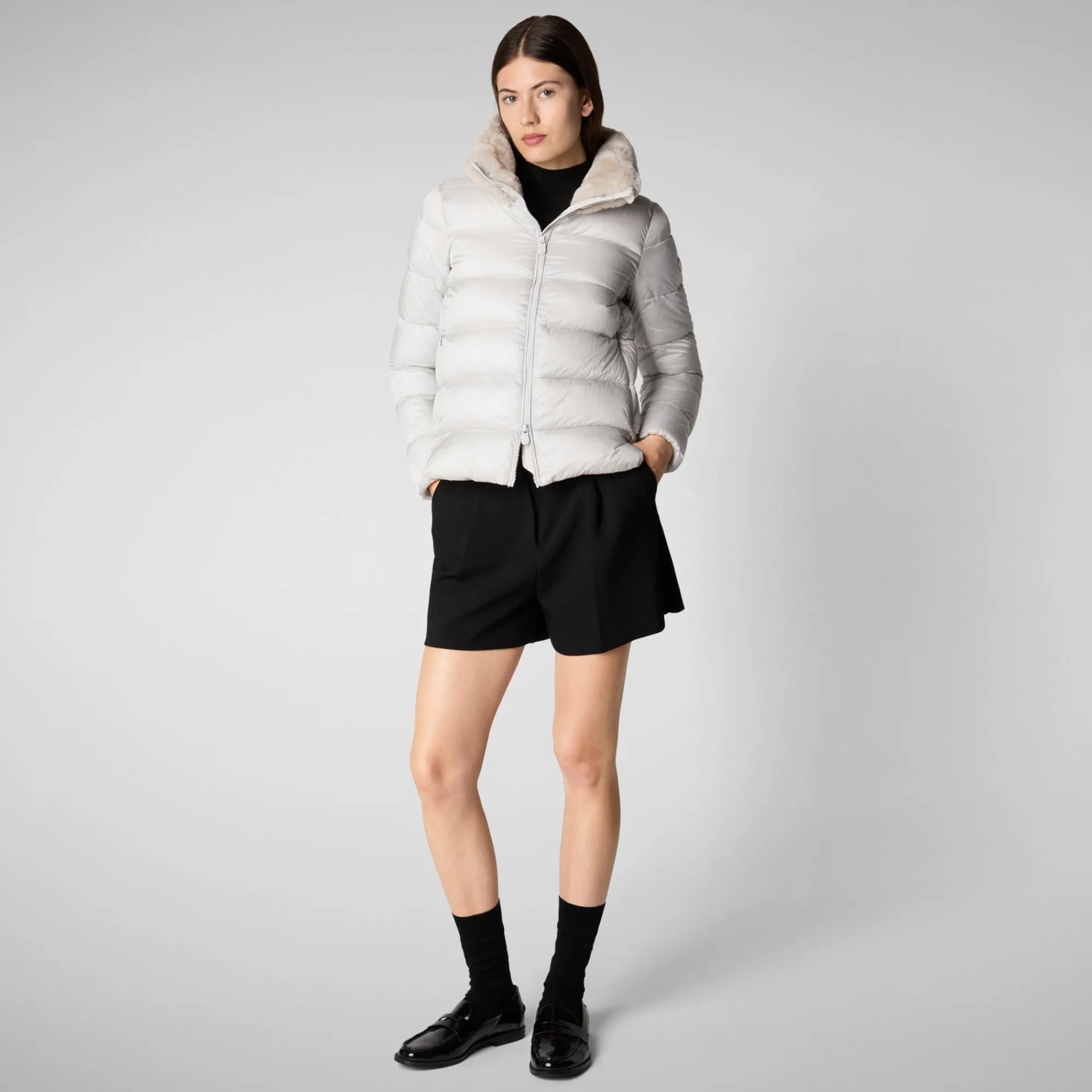 Outlet Save The Duck Women's animal free Puffer jacket mei in fog grey FogGrey