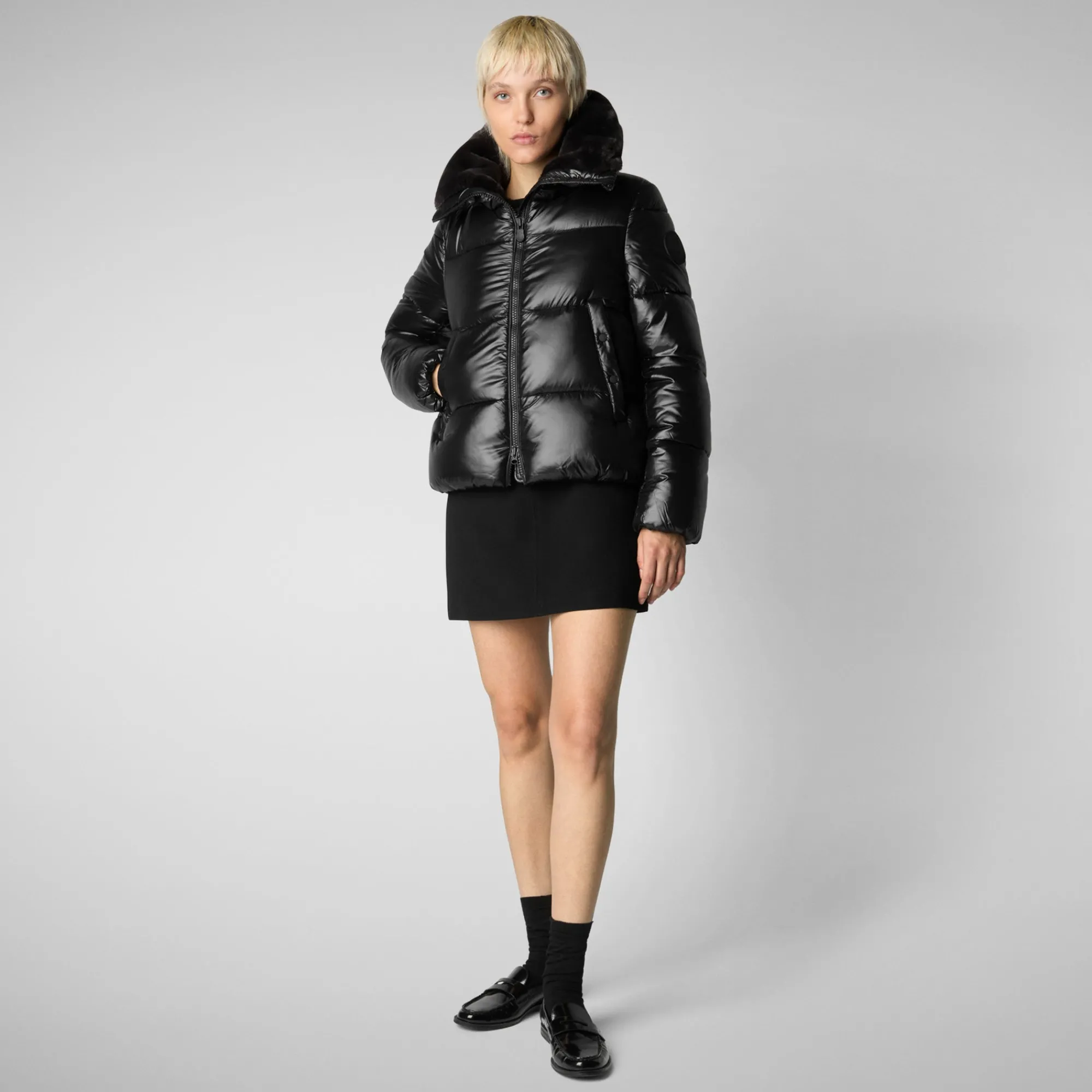 Clearance Save The Duck Women's Animal free Puffer Jacket Moma in Black