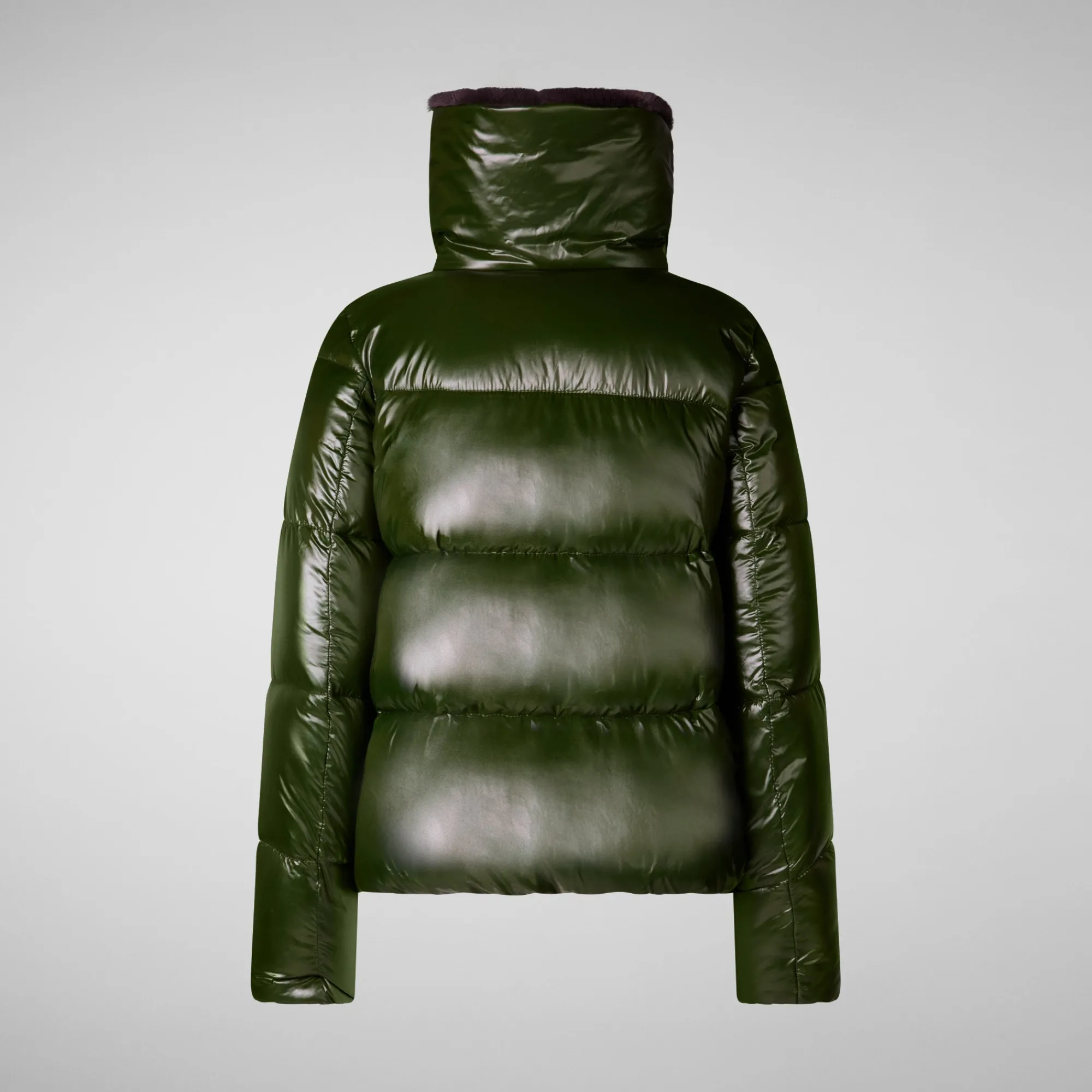 Cheap Save The Duck Women's Animal free Puffer Jacket Moma  with Faux Fur Lining in Pine Green PineGreen