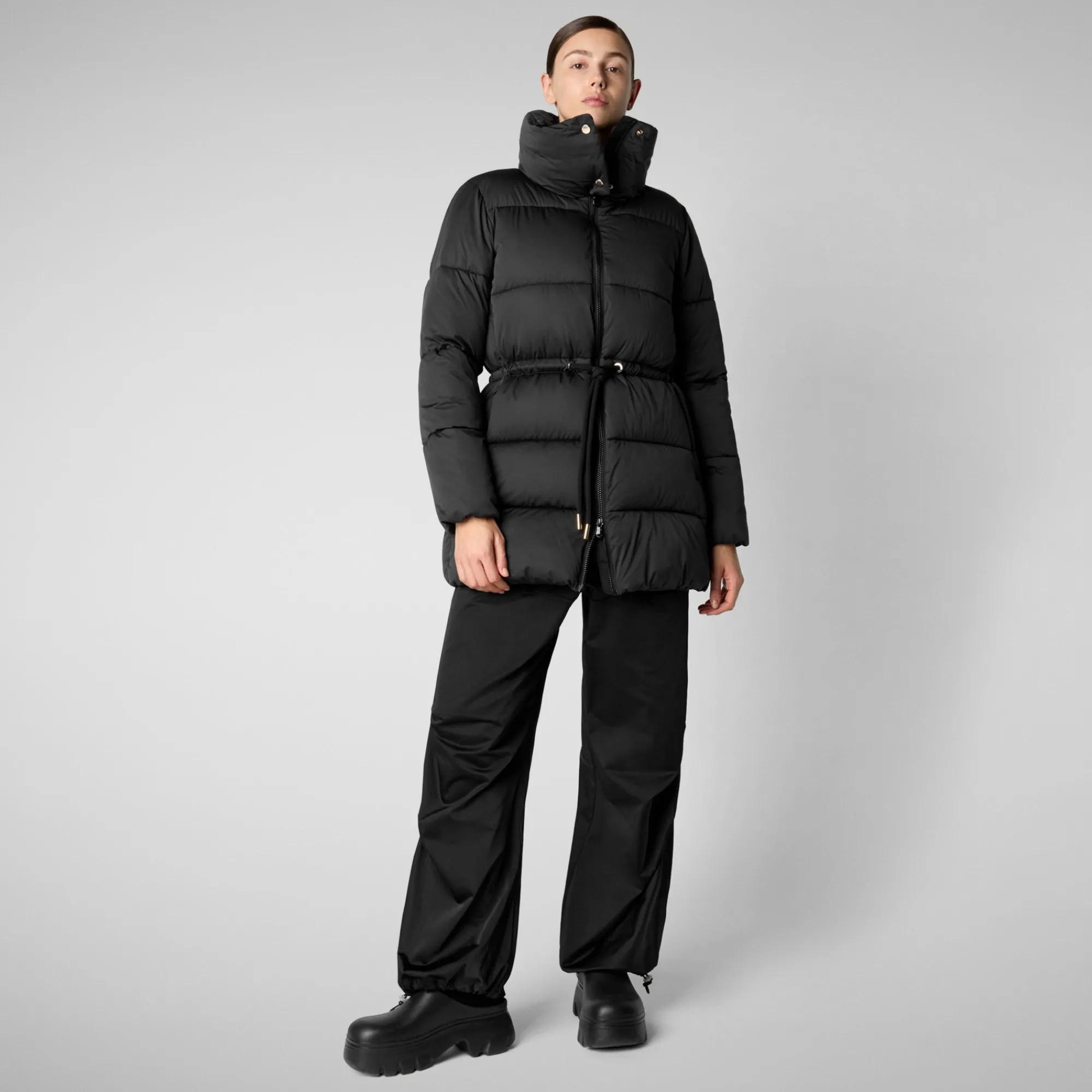Shop Save The Duck Women's animal free puffer jacket Petunia in Black