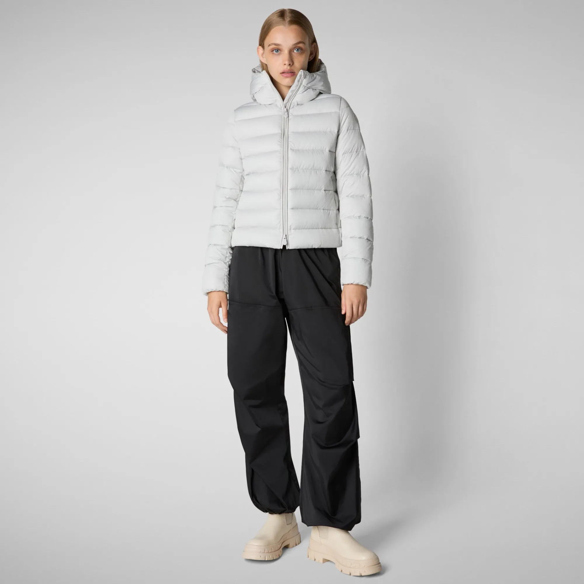 Outlet Save The Duck Women's animal free Puffer jacket Sweet in fog grey FogGrey