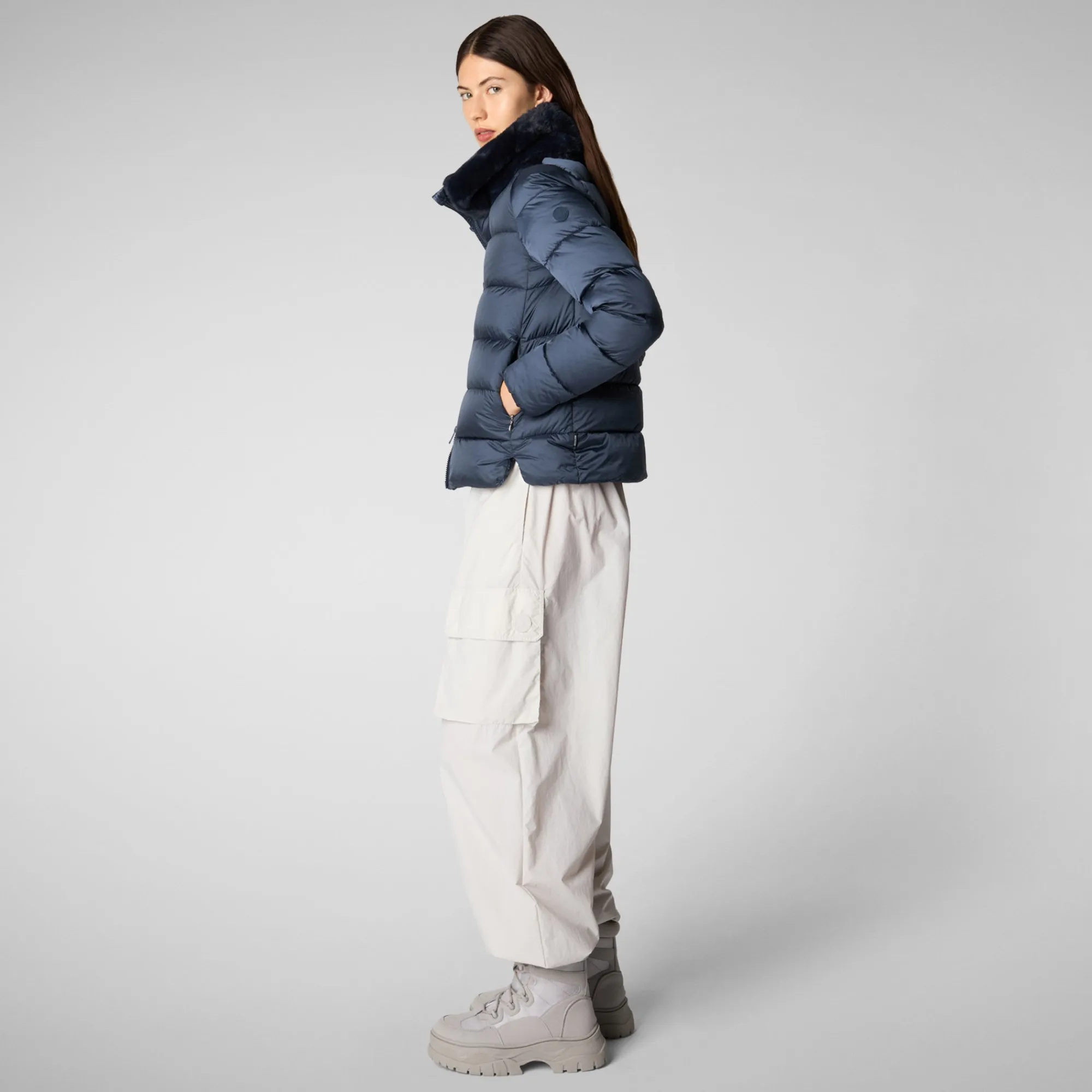 Store Save The Duck Women's animal free Puffer mei in night blue NightBlue