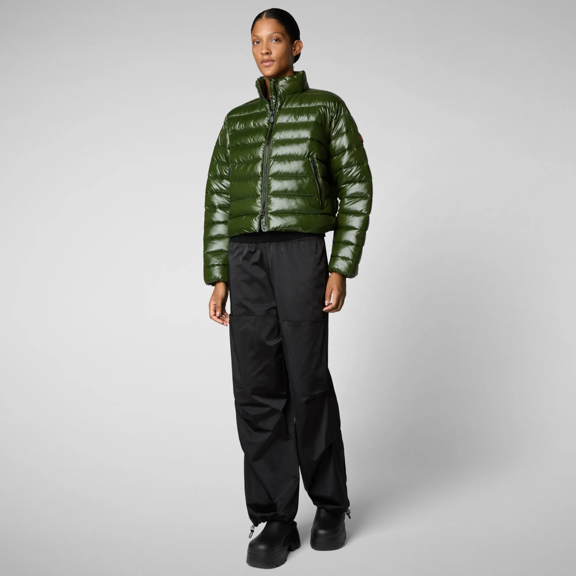 New Save The Duck Women's animal free Puffer myra in pine green PineGreen