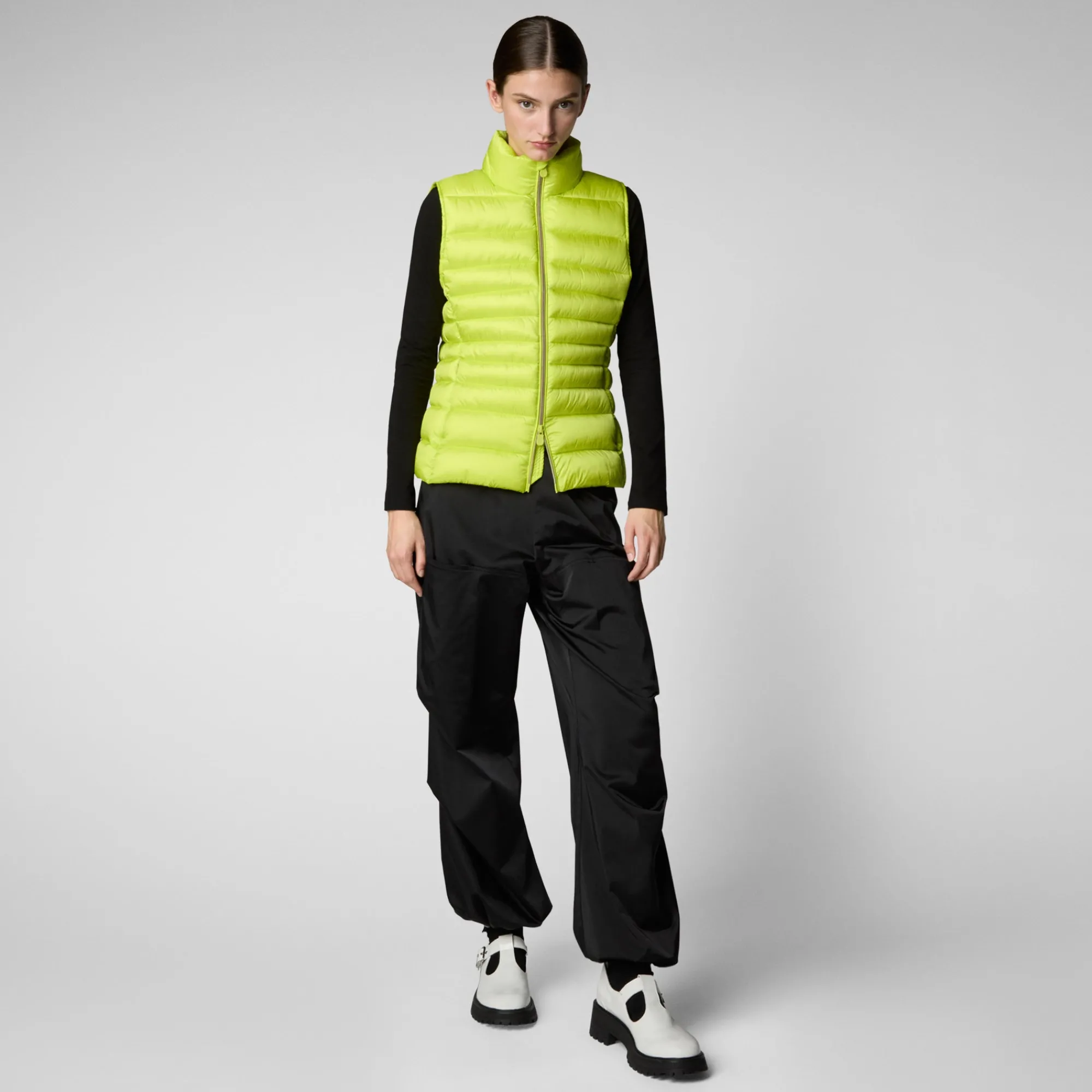 Store Save The Duck Women's Animal free Puffer Vest Lynn in lichen green LichenGreen