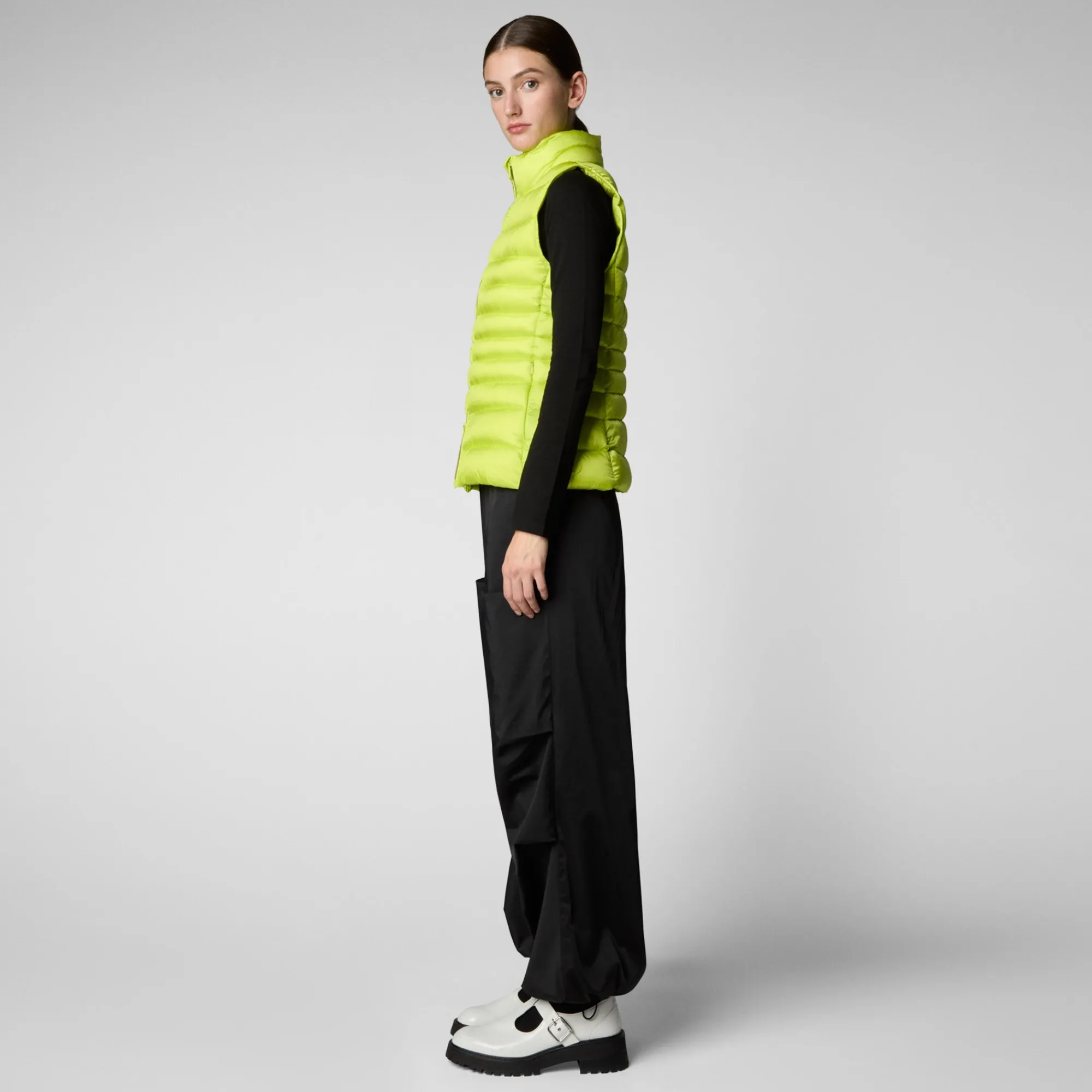 Store Save The Duck Women's Animal free Puffer Vest Lynn in lichen green LichenGreen