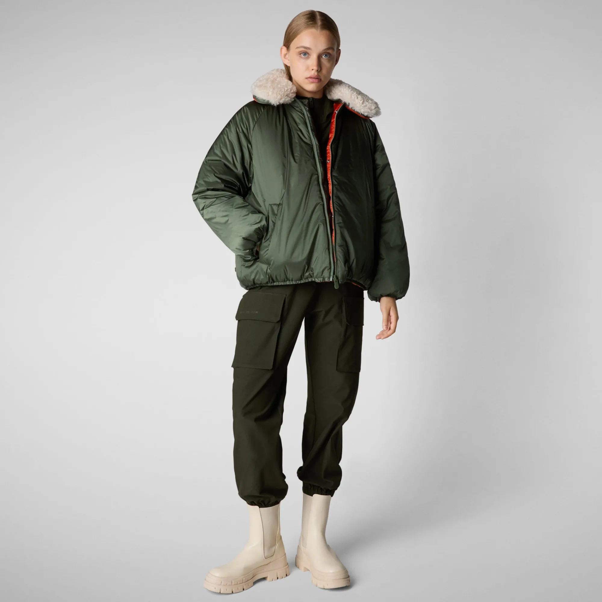 womens_cargo_pants_gosy_in_land_green_2-1.webp Online Save The Duck Women's cargo pants Gosy in land green LandGreen
