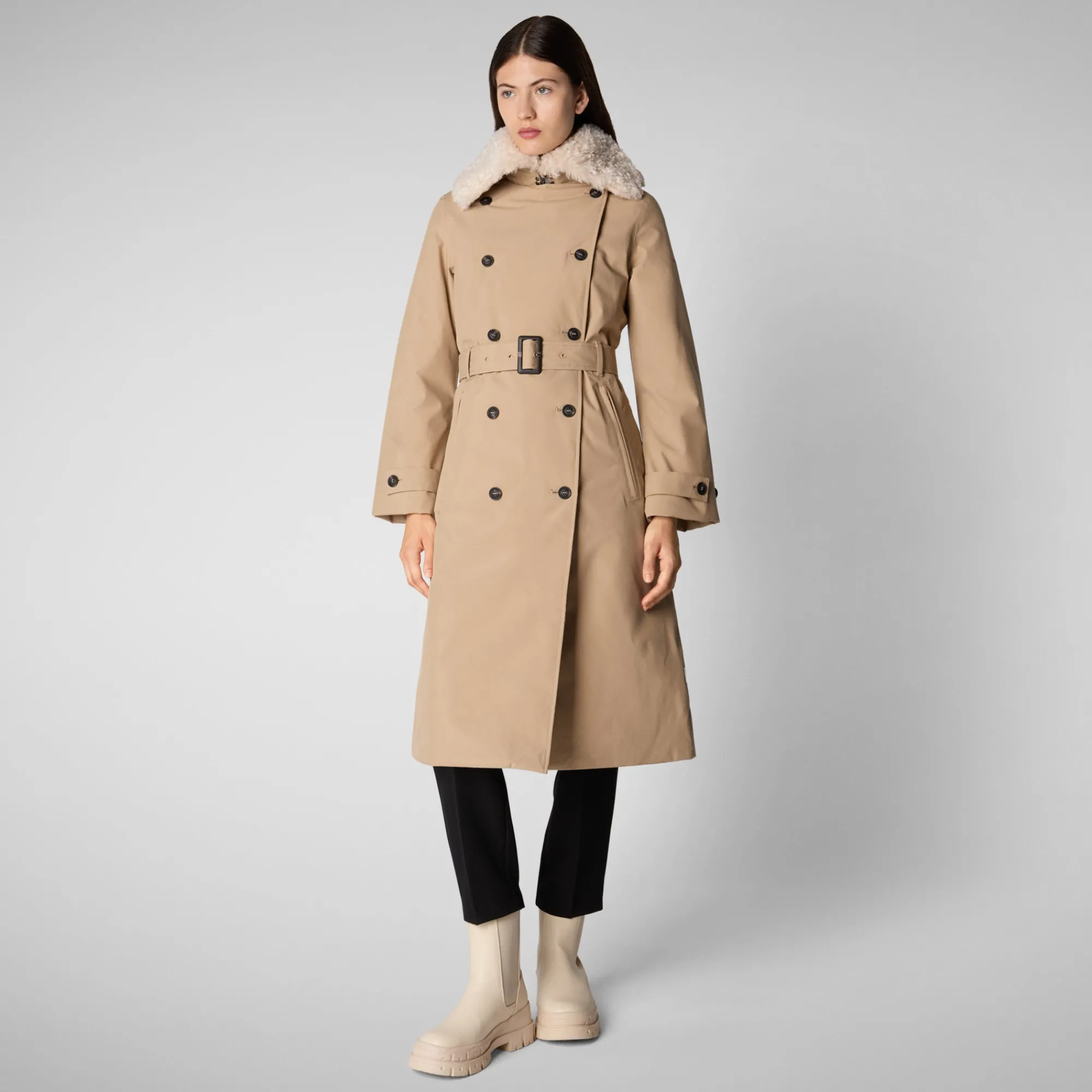 Outlet Save The Duck Women's coat Katrina in stardust beige