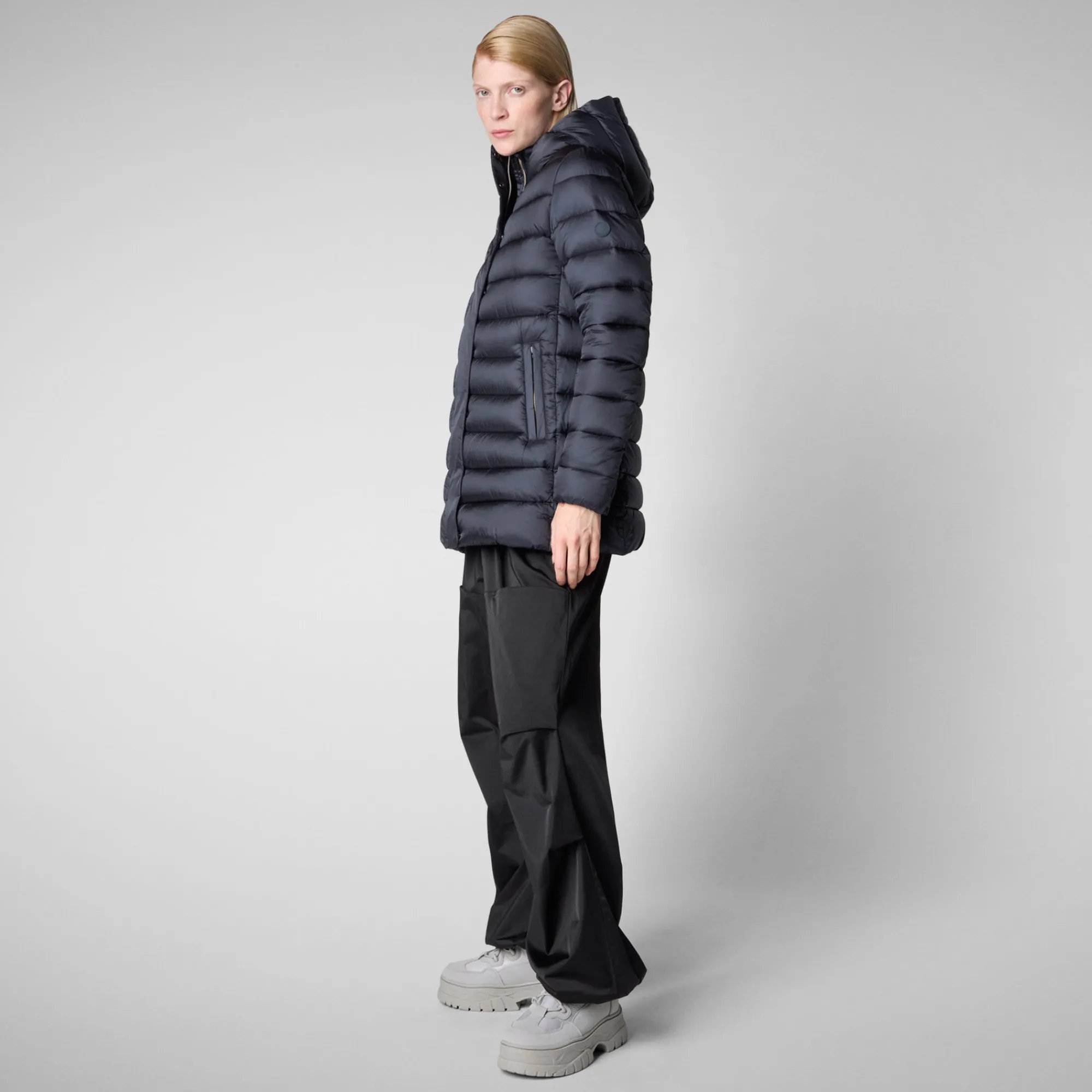 Online Save The Duck Women's Hooded Animal free Puffer Coat Drimia in Blue Black BlueBlack