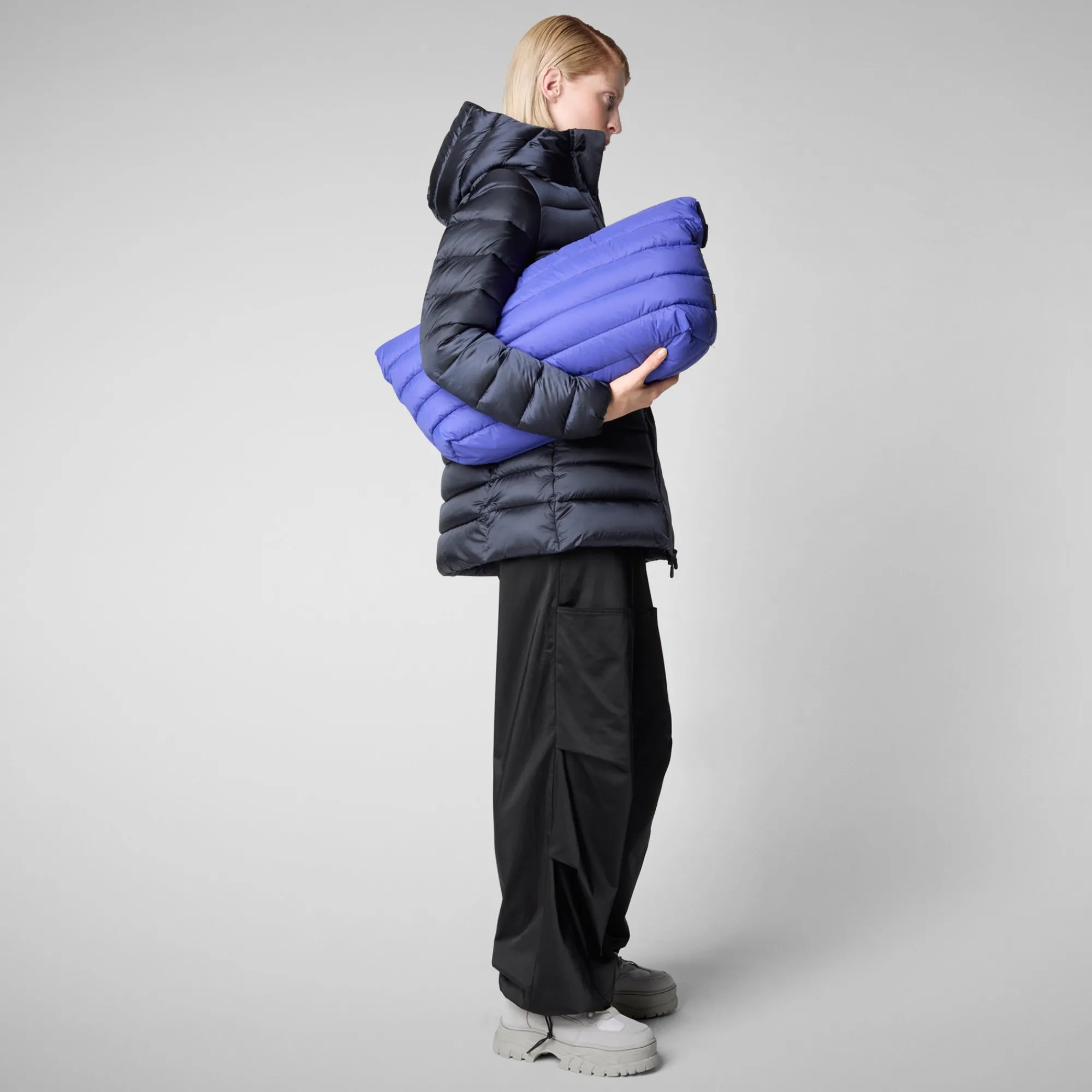Online Save The Duck Women's Hooded Animal free Puffer Coat Drimia in Blue Black BlueBlack
