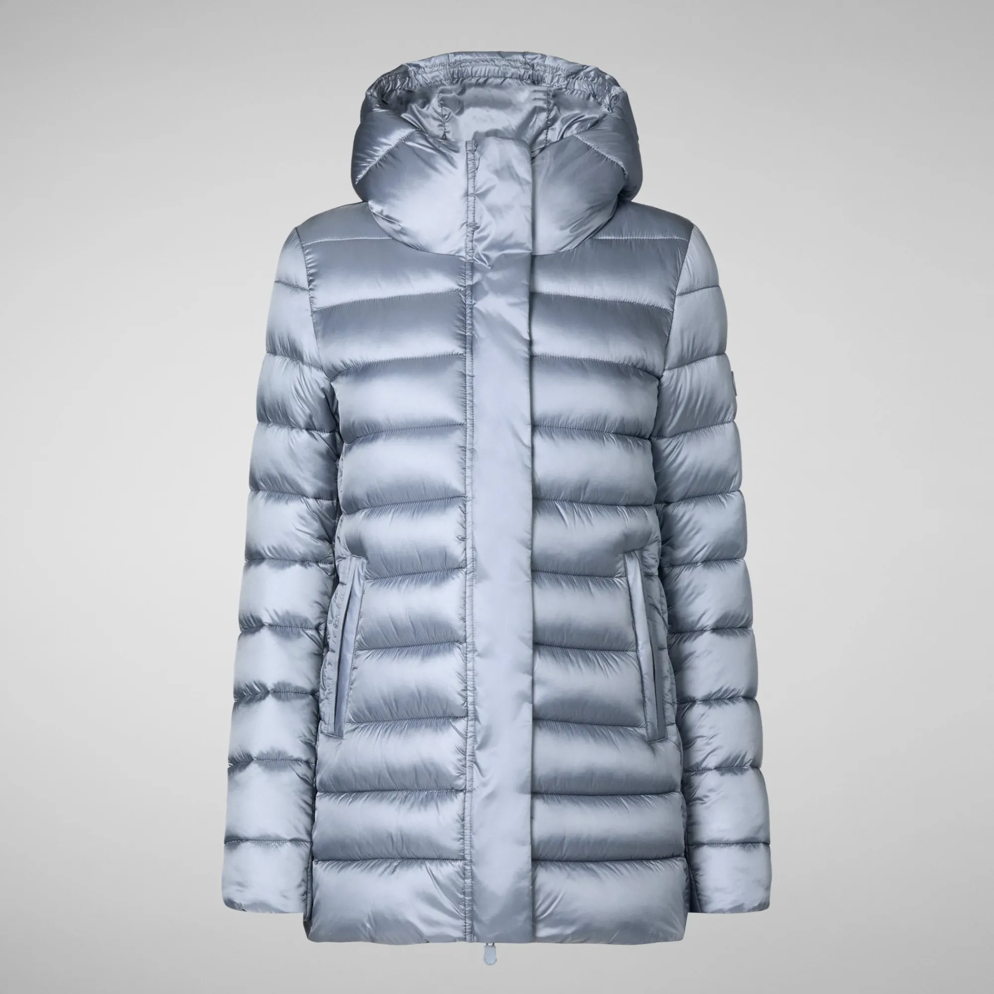 Cheap Save The Duck Women's Hooded Animal free Puffer Coat Drimia in Blue Fog BlueFog