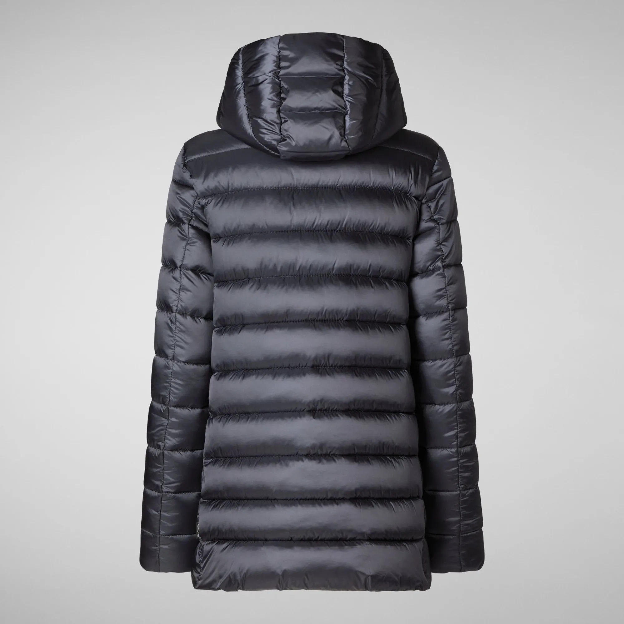 Flash Sale Save The Duck Women's Hooded Animal free Puffer Coat Drimia in Ebony Grey EbonyGrey