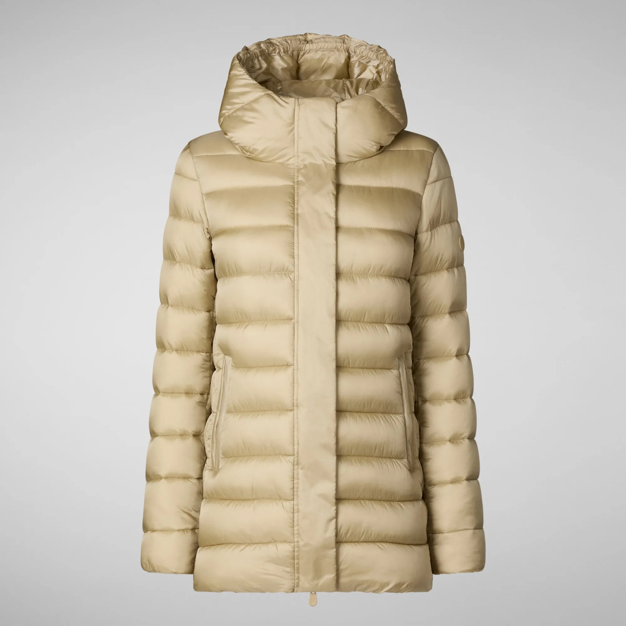 Shop Save The Duck Women's Hooded Animal free Puffer Coat Drimia in Wood Beige WoodBeige