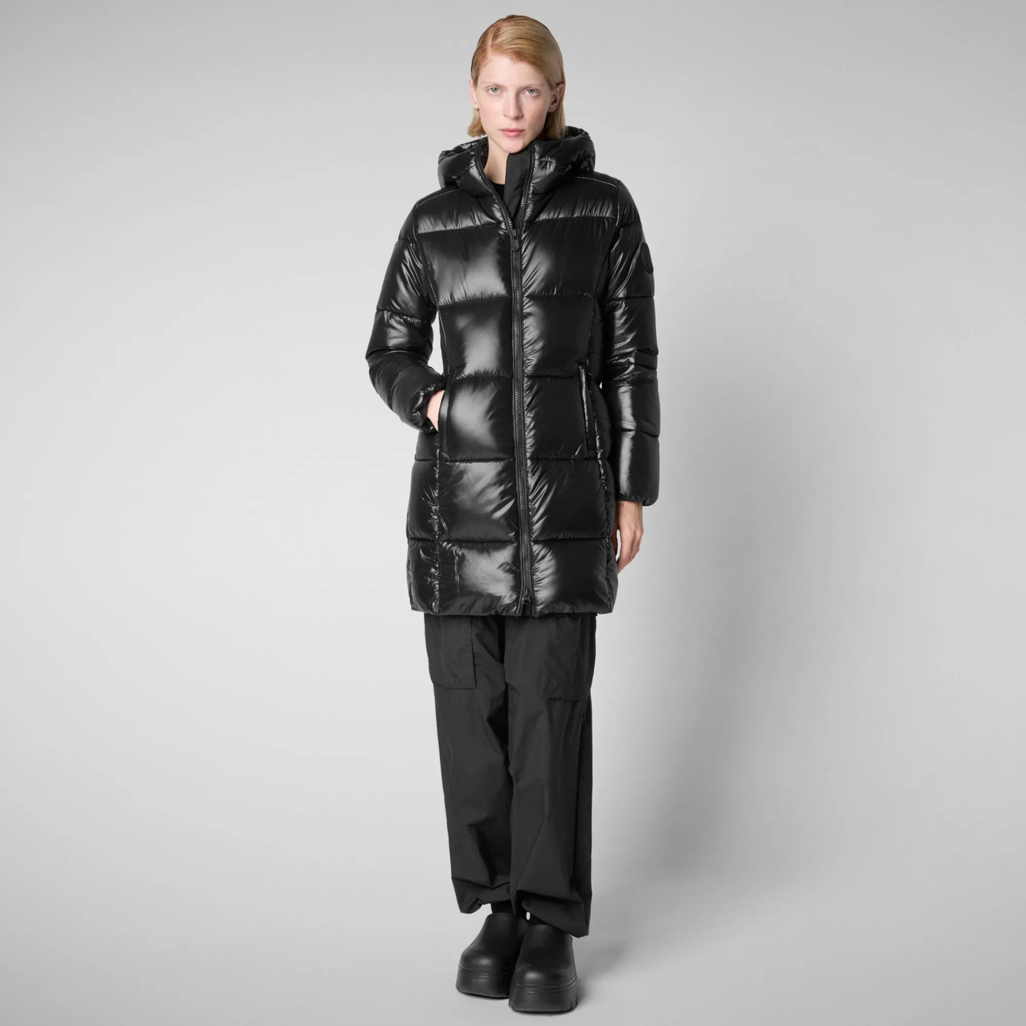 Cheap Save The Duck Women's Hooded Animal free Puffer Coat Ines in Black