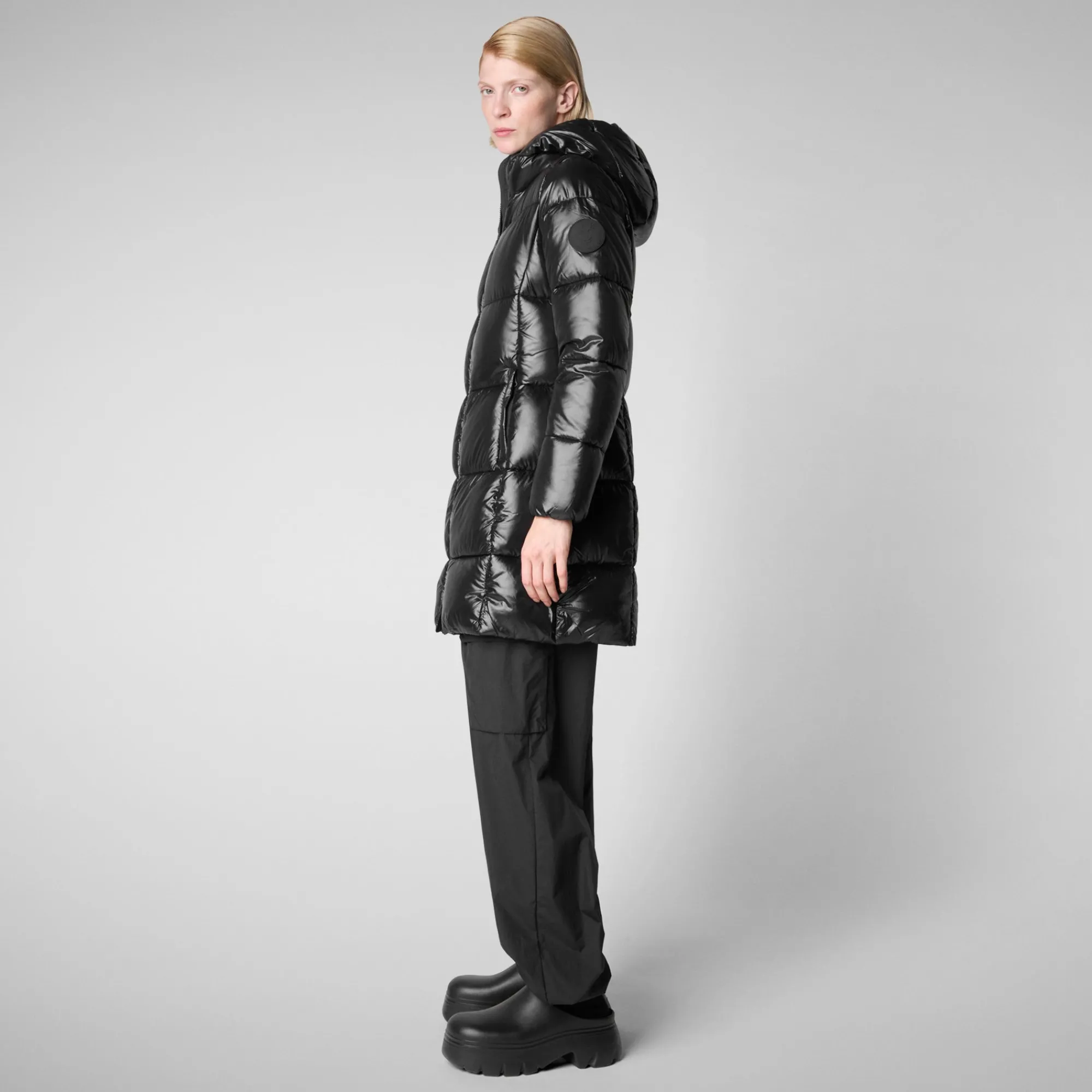 Cheap Save The Duck Women's Hooded Animal free Puffer Coat Ines in Black