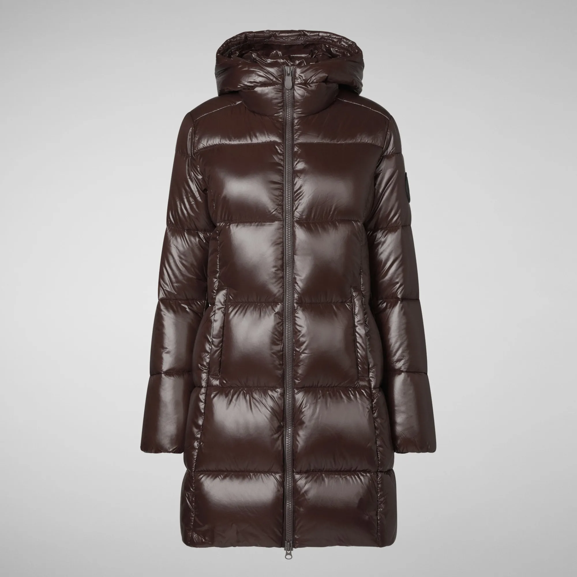 Outlet Save The Duck Women's Hooded Animal free Puffer Coat Ines in Brown Black BrownBlack