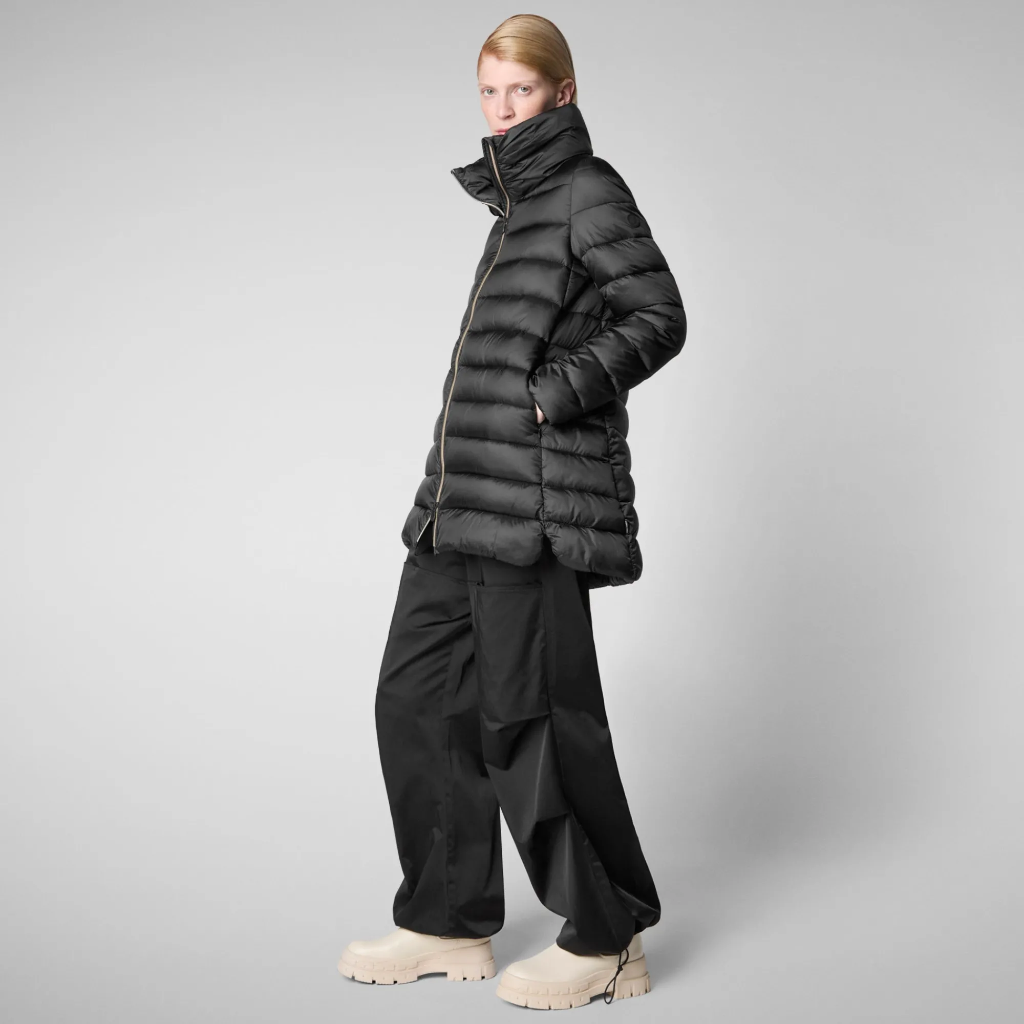 Shop Save The Duck Women's Hooded Animal free Puffer Coat Lydia in Black
